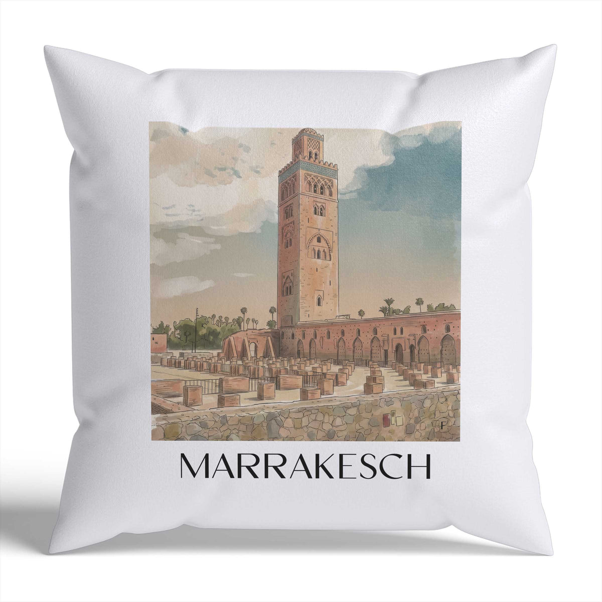 marrakesch-marokko-marokko-kissenbezug-aquarell