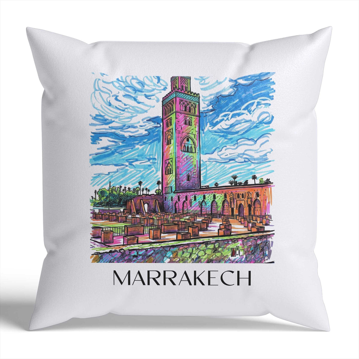 Marrakesch Kissenhülle - Zierkissen Bezug - Marokko - Marokko Kissen bzw. Kissenbezug im Tag Graffiti Stil - favplace