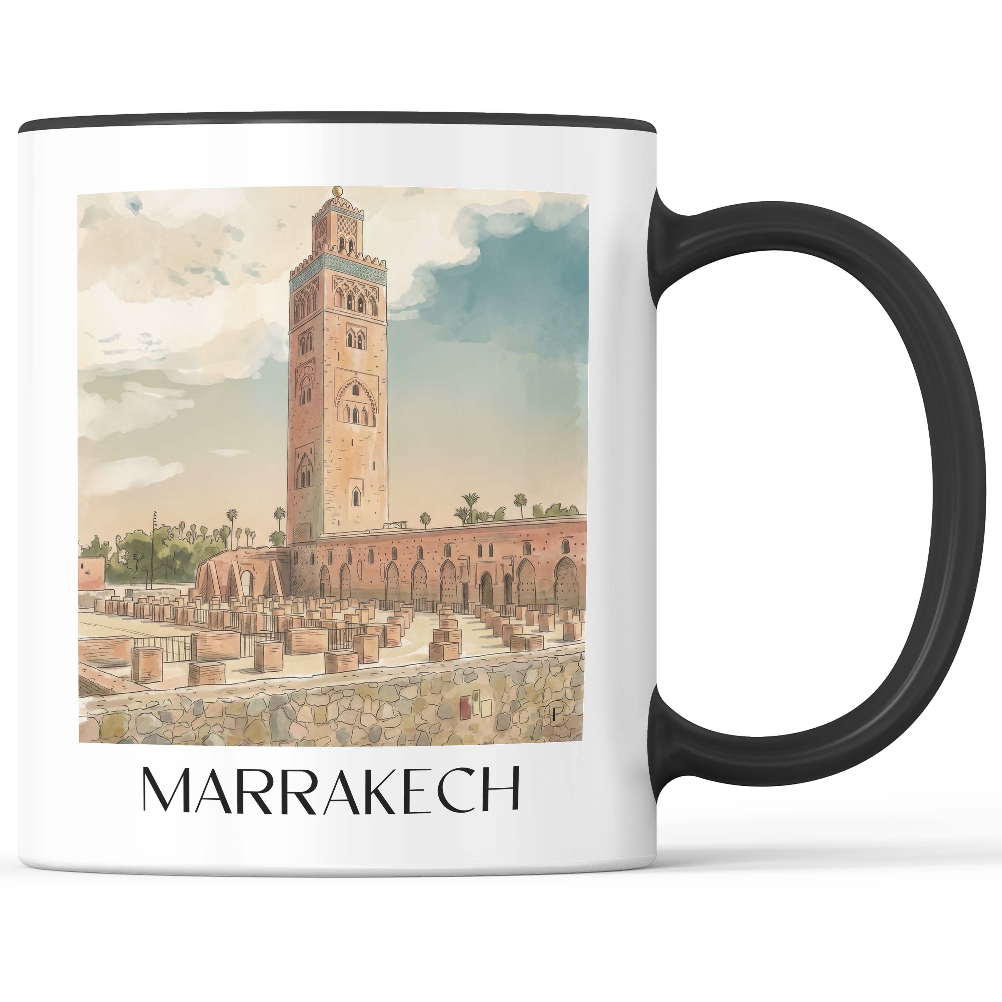 Marrakesch - Marokko Becher - Kaffeetasse im Aquarell Stil - favplace