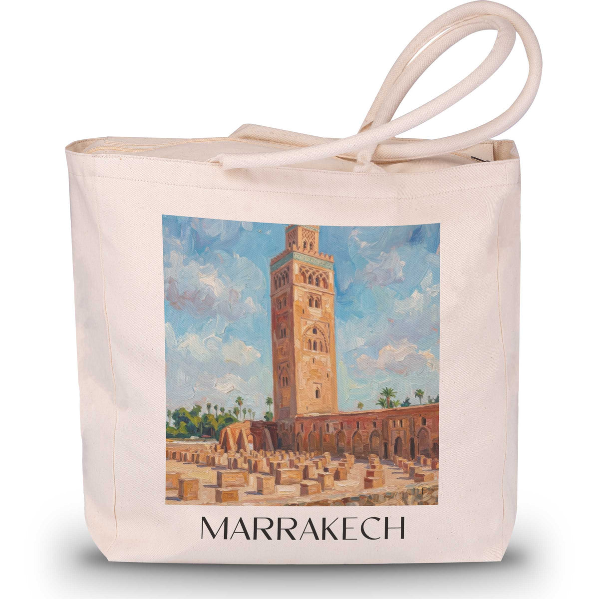 Marrakesch - Marokko Tote Bag - Einkaufstasche im Ölgemälde Stil - favplace
