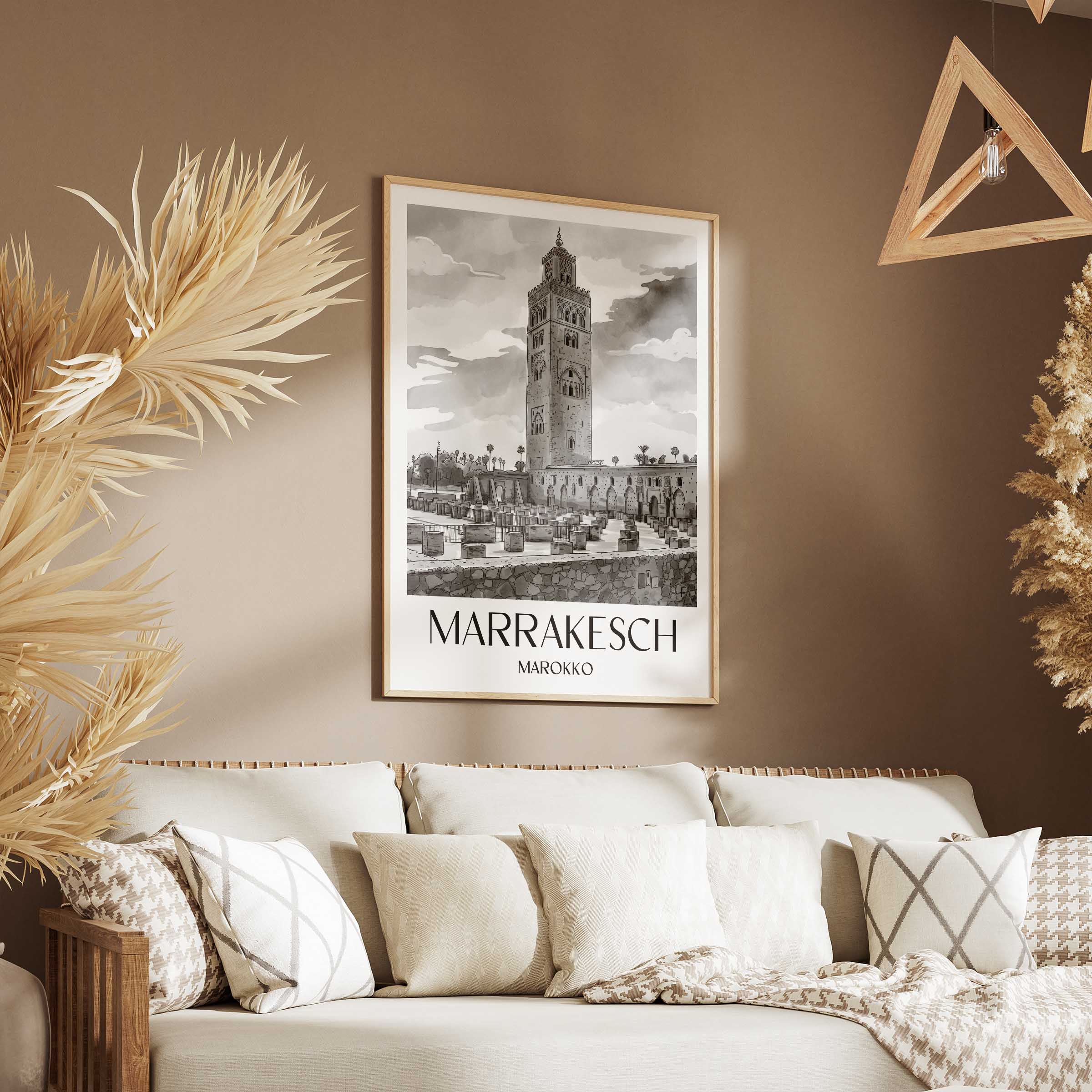 marrakesch-marokko-poster-aquarell-schwarz-weiss