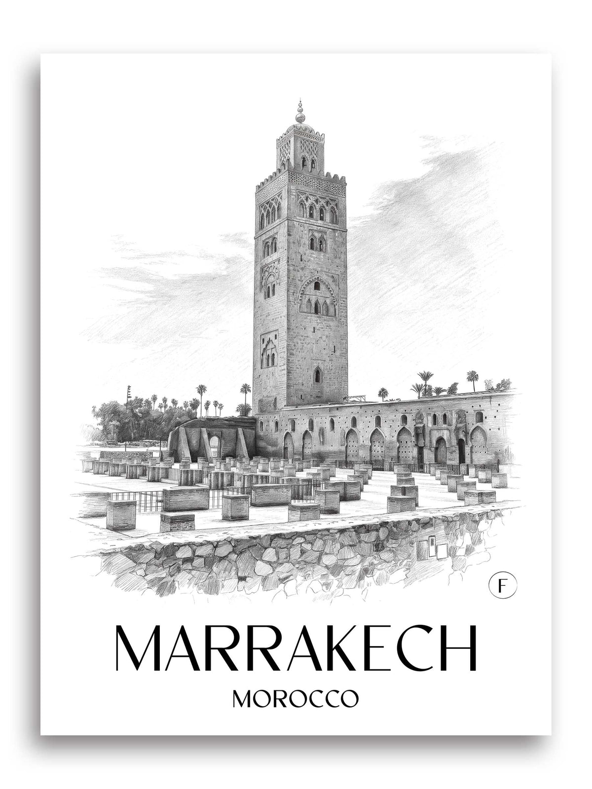 Marrakesch Poster - - Marokko Kunstdruck - Zeichnung von A4 bis A1 - favplace