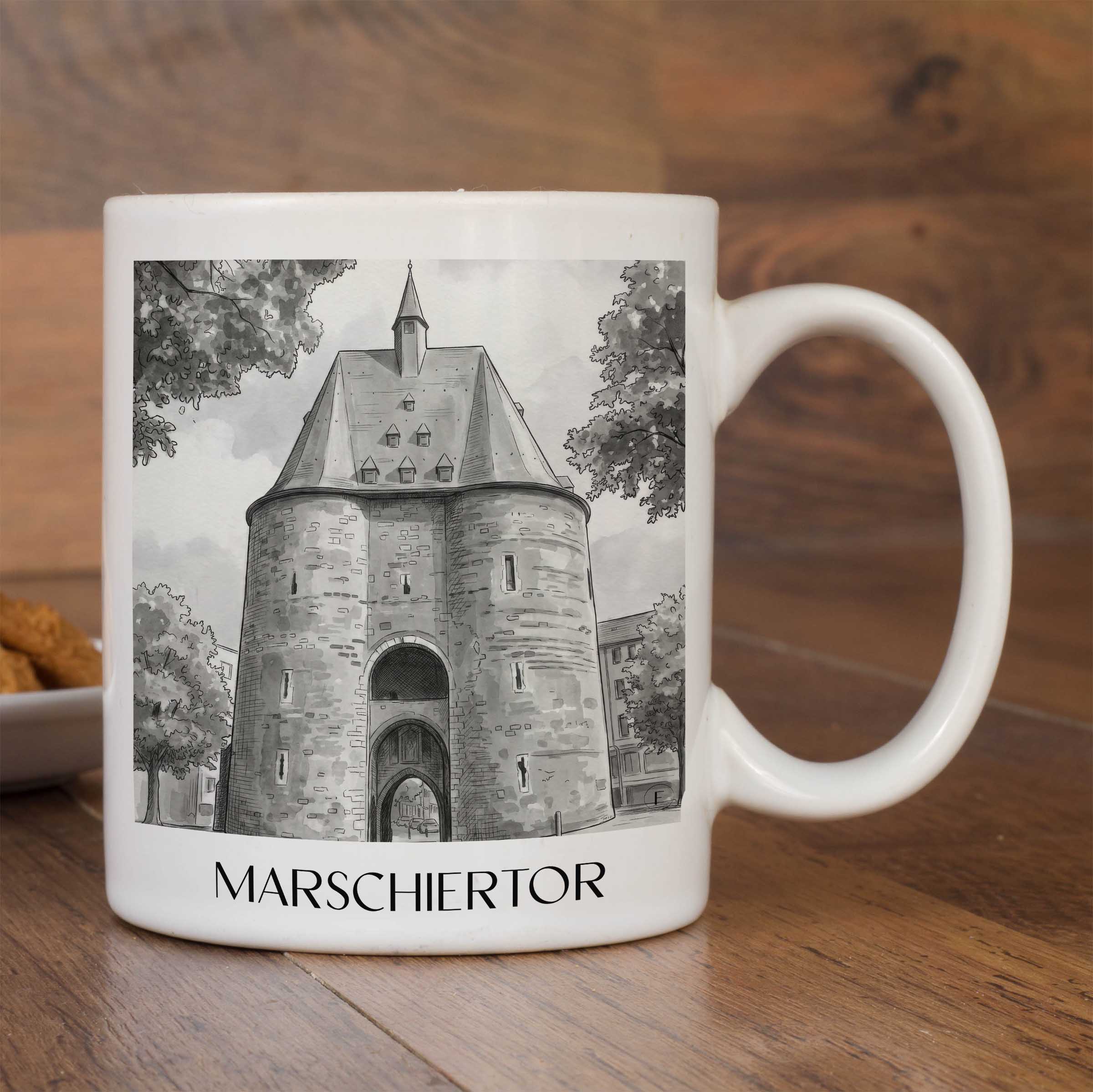 marschiertor-aachen-deutschland-kaffeebecher-aquarell-schwarz-weiss