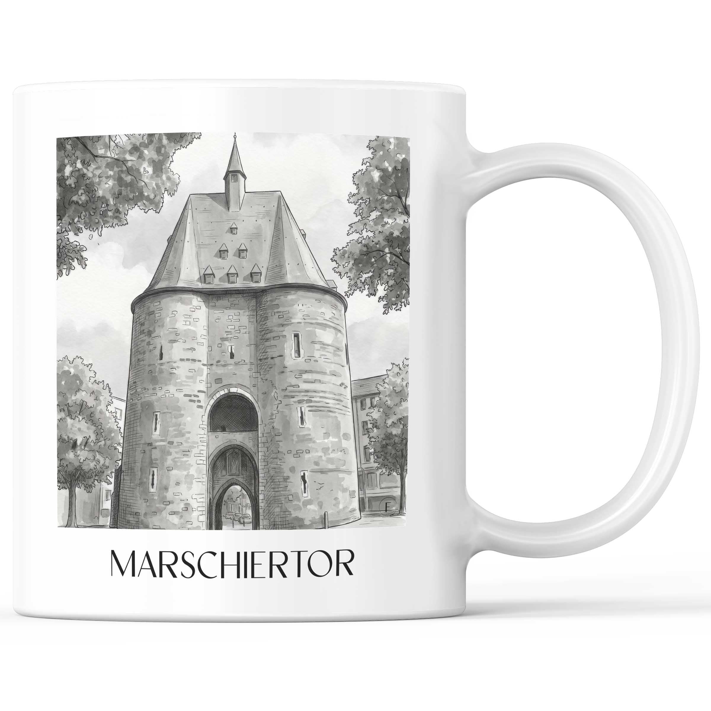 marschiertor-aachen-deutschland-kaffeebecher-aquarell-schwarz-weiss