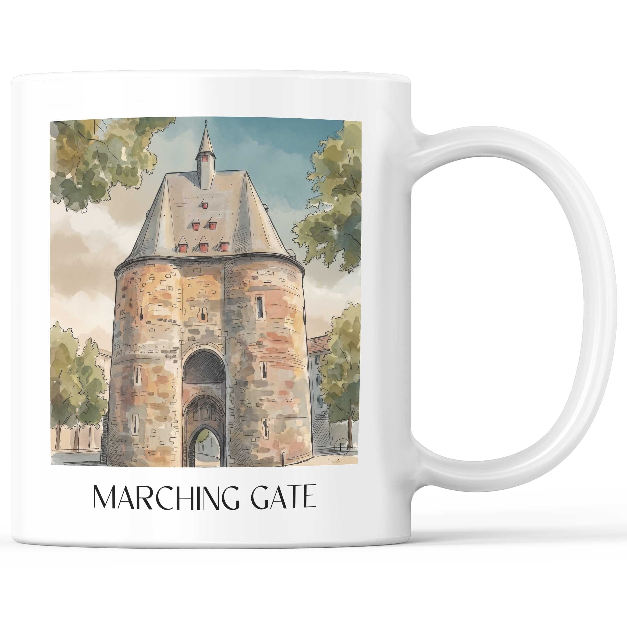 Marschiertor Kaffeebecher - Aachen - Deutschland Becher - Kaffeetasse im Aquarell Stil - favplace