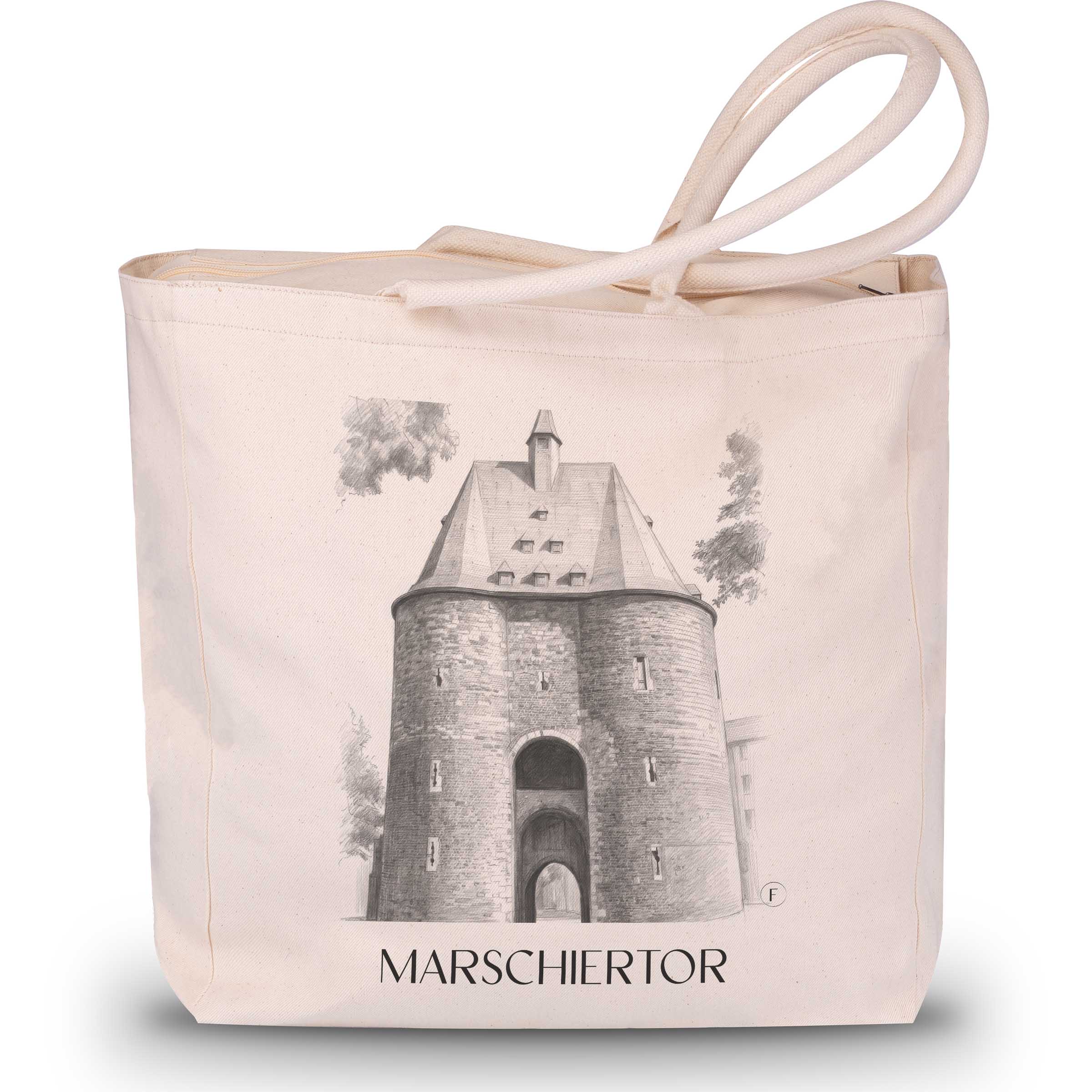 marschiertor-aachen-deutschland-einkaufstasche-bleistift-zeichnung-drawing