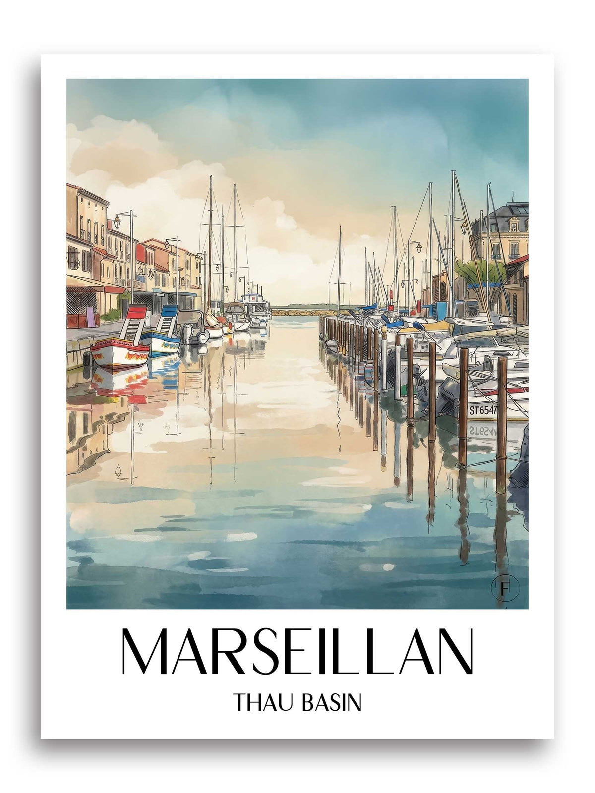 Marseillan Poster - Bassin de Thau - Frankreich Kunstdruck - Aquarell von A4 bis A1 - favplace