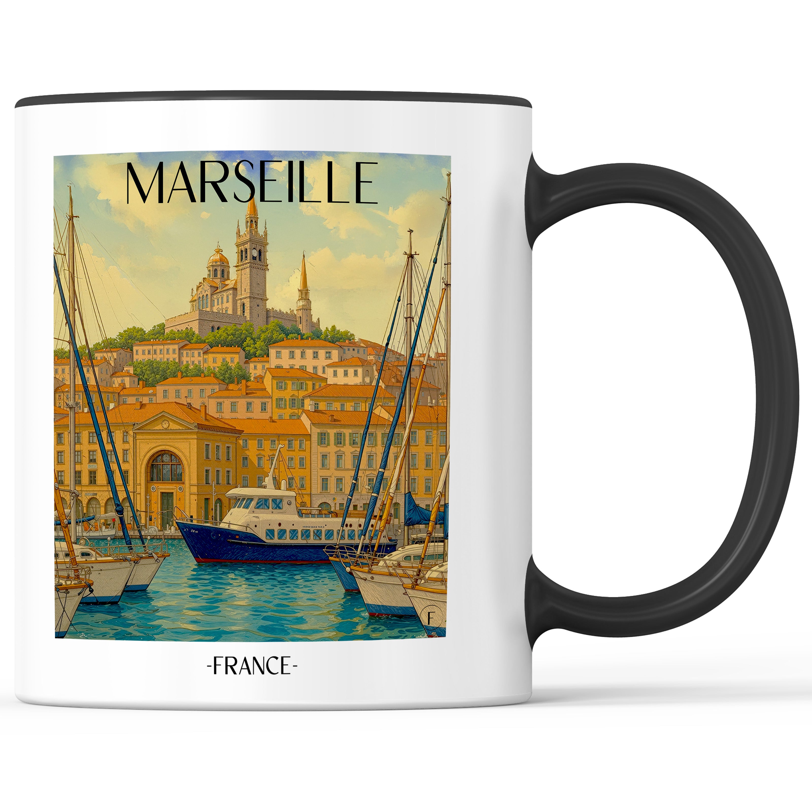 Marseille - Frankreich Becher - Kaffeetasse im Aquarell Stil - favplace
