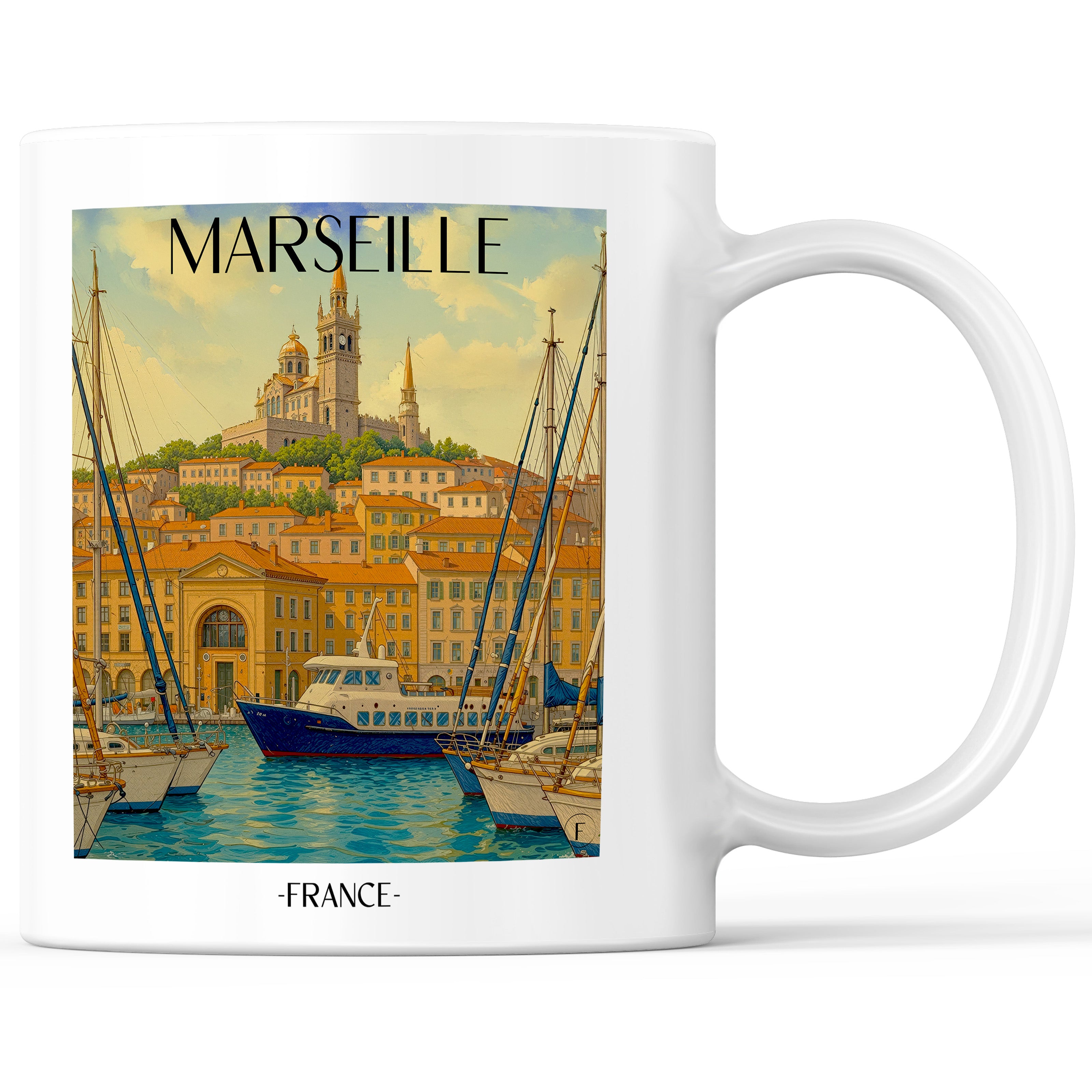 Marseille - Frankreich Becher - Kaffeetasse im Aquarell Stil - favplace