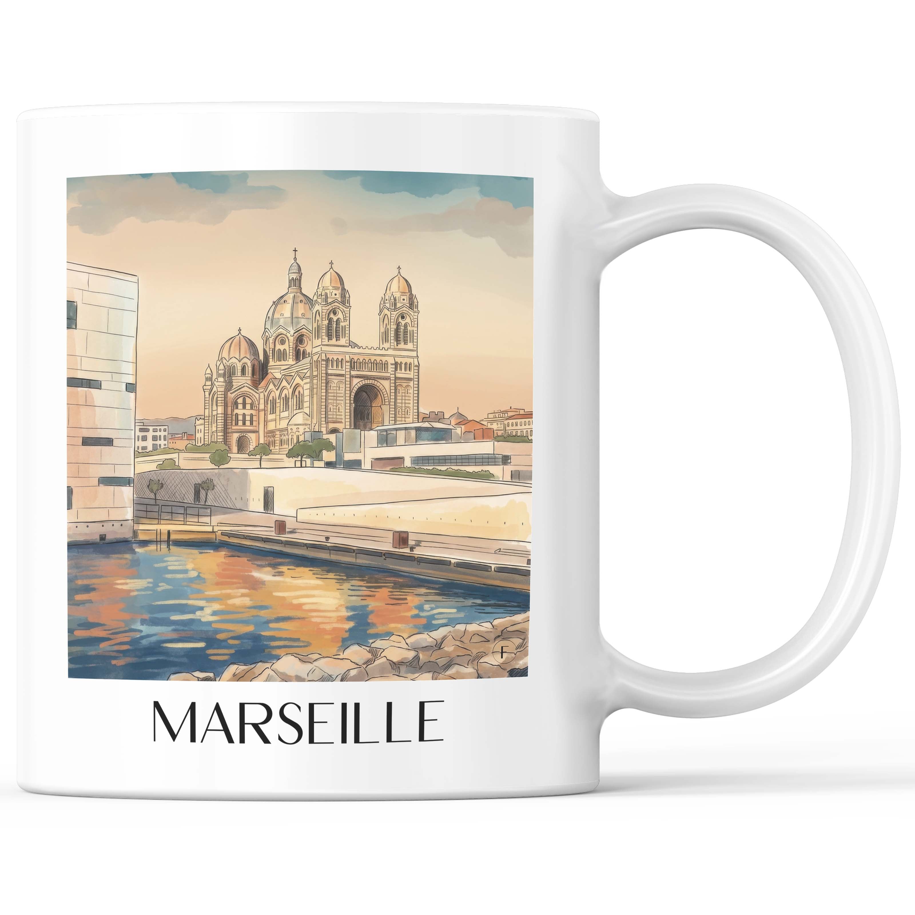 Marseille - Frankreich Becher - Kaffeetasse im Aquarell Stil - favplace