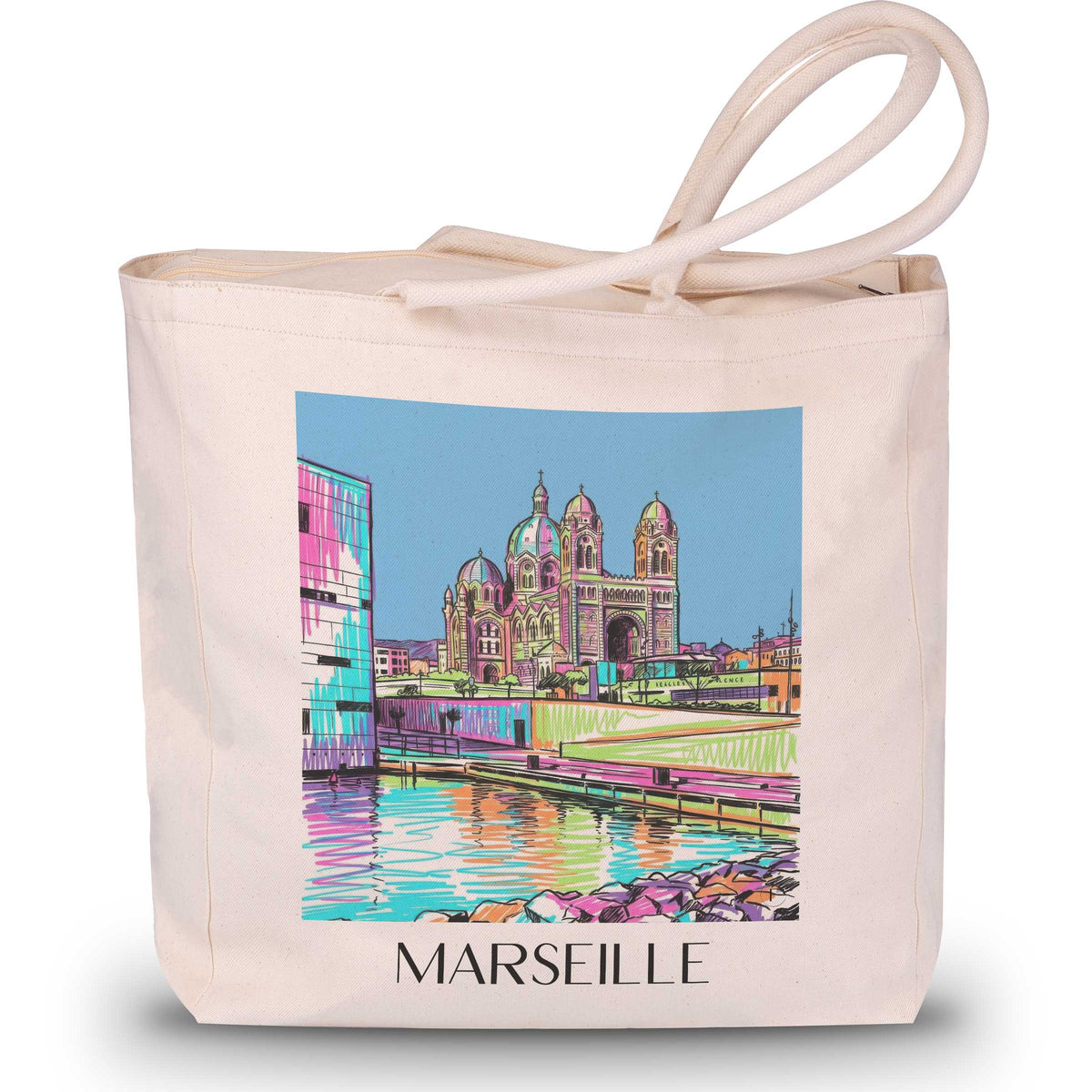Marseille - Frankreich Tote Bag - Einkaufstasche im Tag Graffiti Stil - favplace