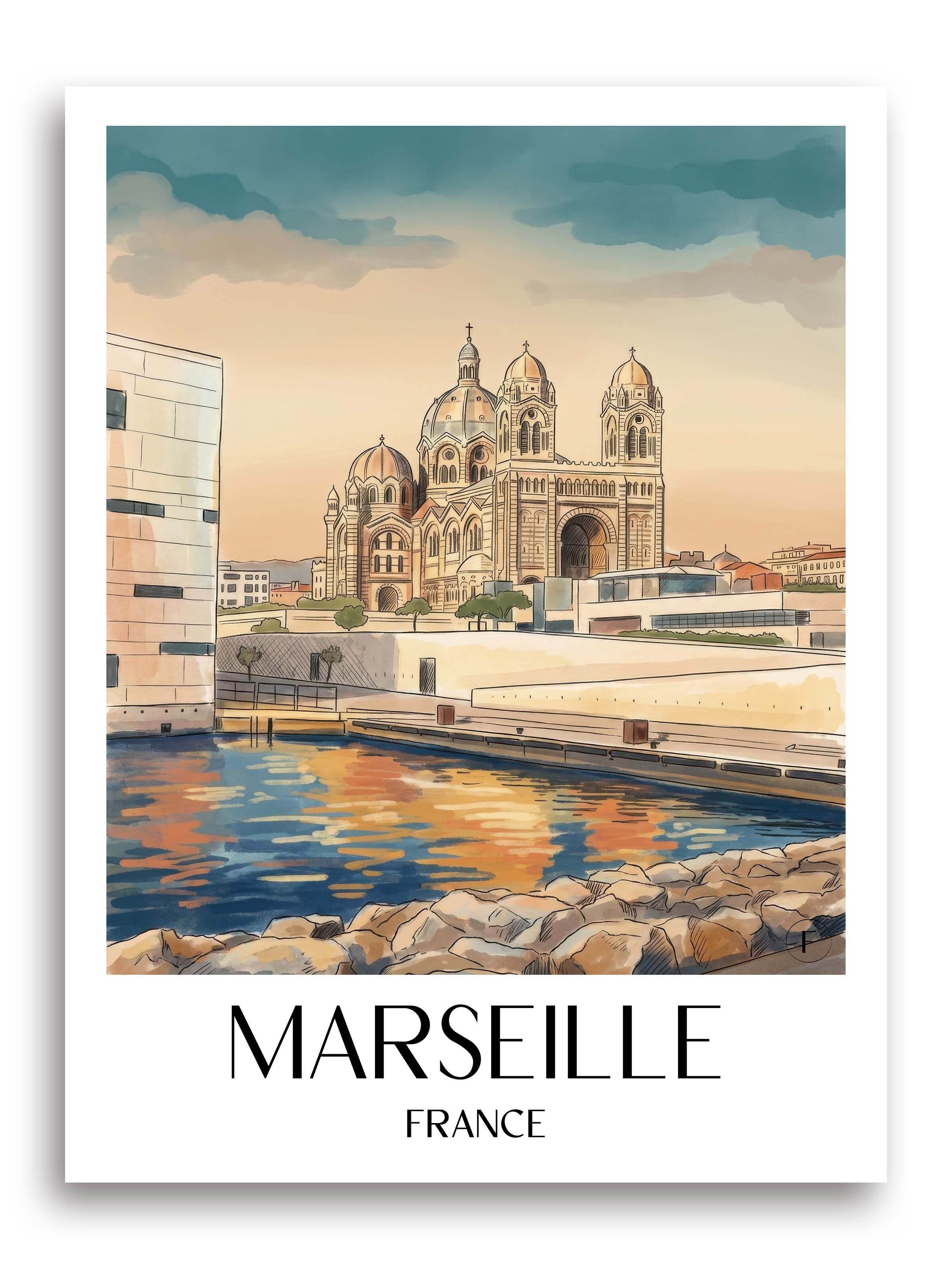 Marseille Poster - Frankreich Kunstdruck - Aquarell von A4 bis A1 - favplace