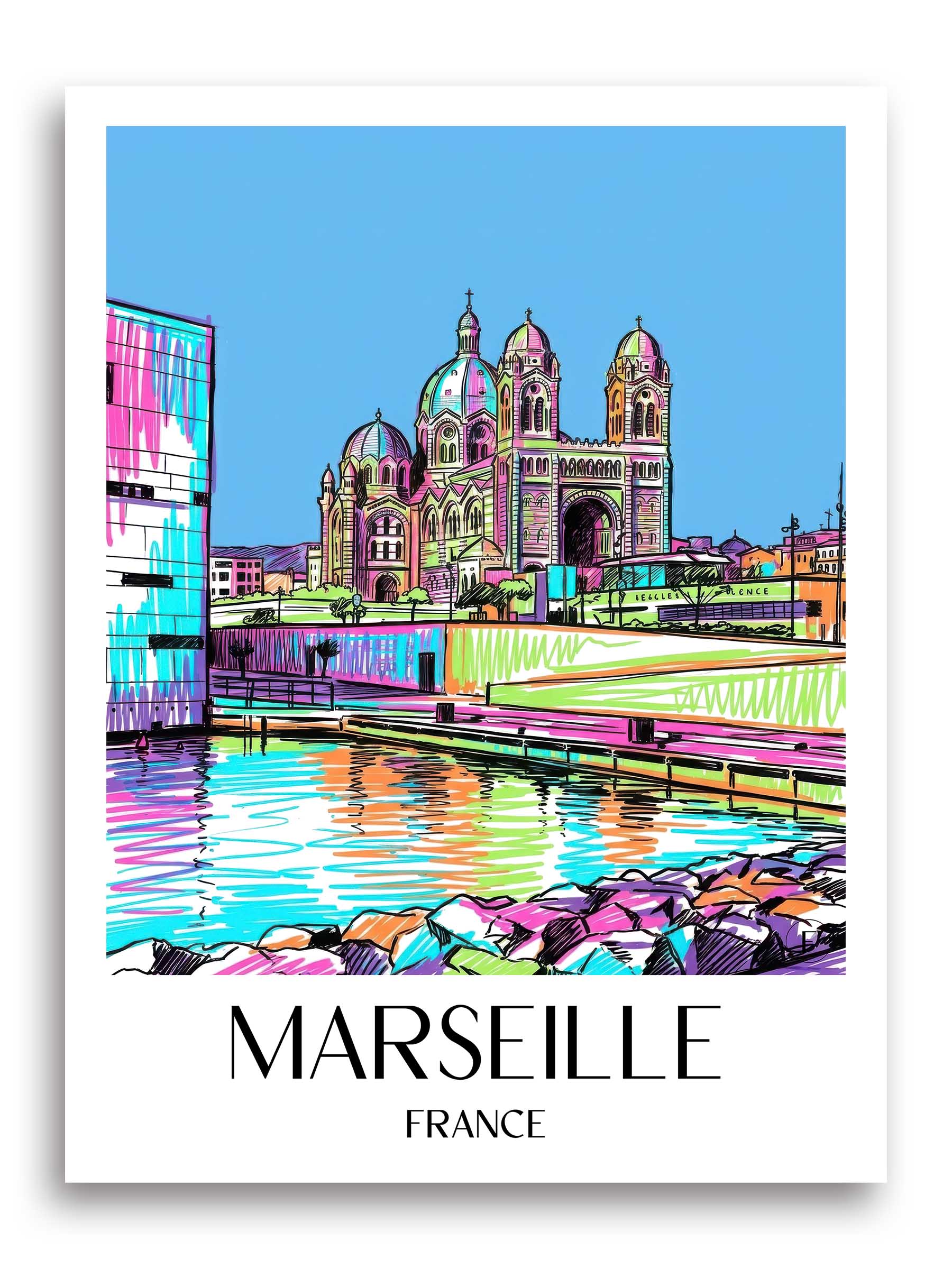Marseille Poster - - Frankreich Kunstdruck - Tag Graffiti von A4 bis A1 - favplace