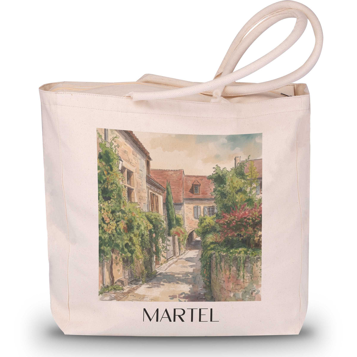 martel-vallée-de-la-dordogne-frankreich-einkaufstasche-aquarell