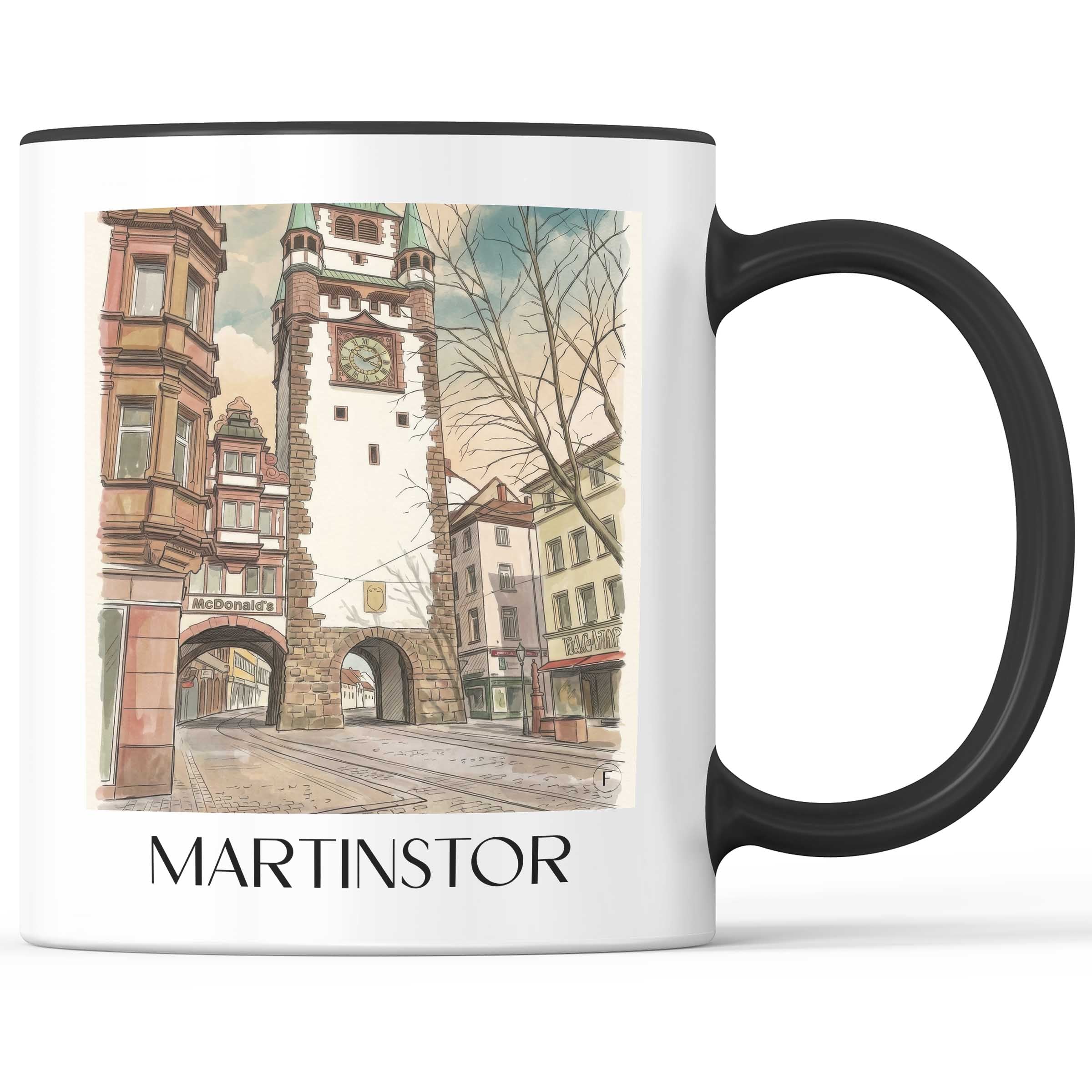 Martinstor Kaffeebecher - Freiburg - Deutschland Becher - Kaffeetasse im Aquarell Stil - favplace