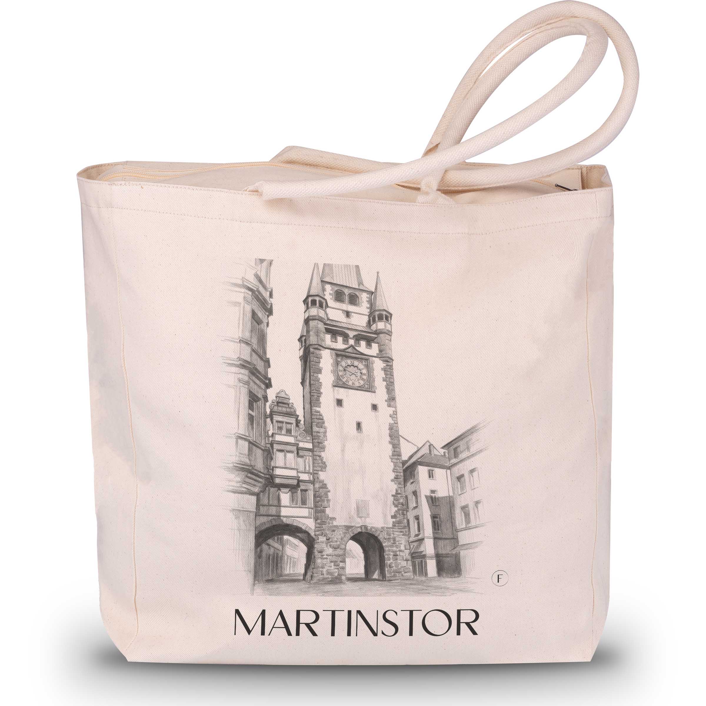 martinstor-freiburg-deutschland-einkaufstasche-bleistift-zeichnung-drawing
