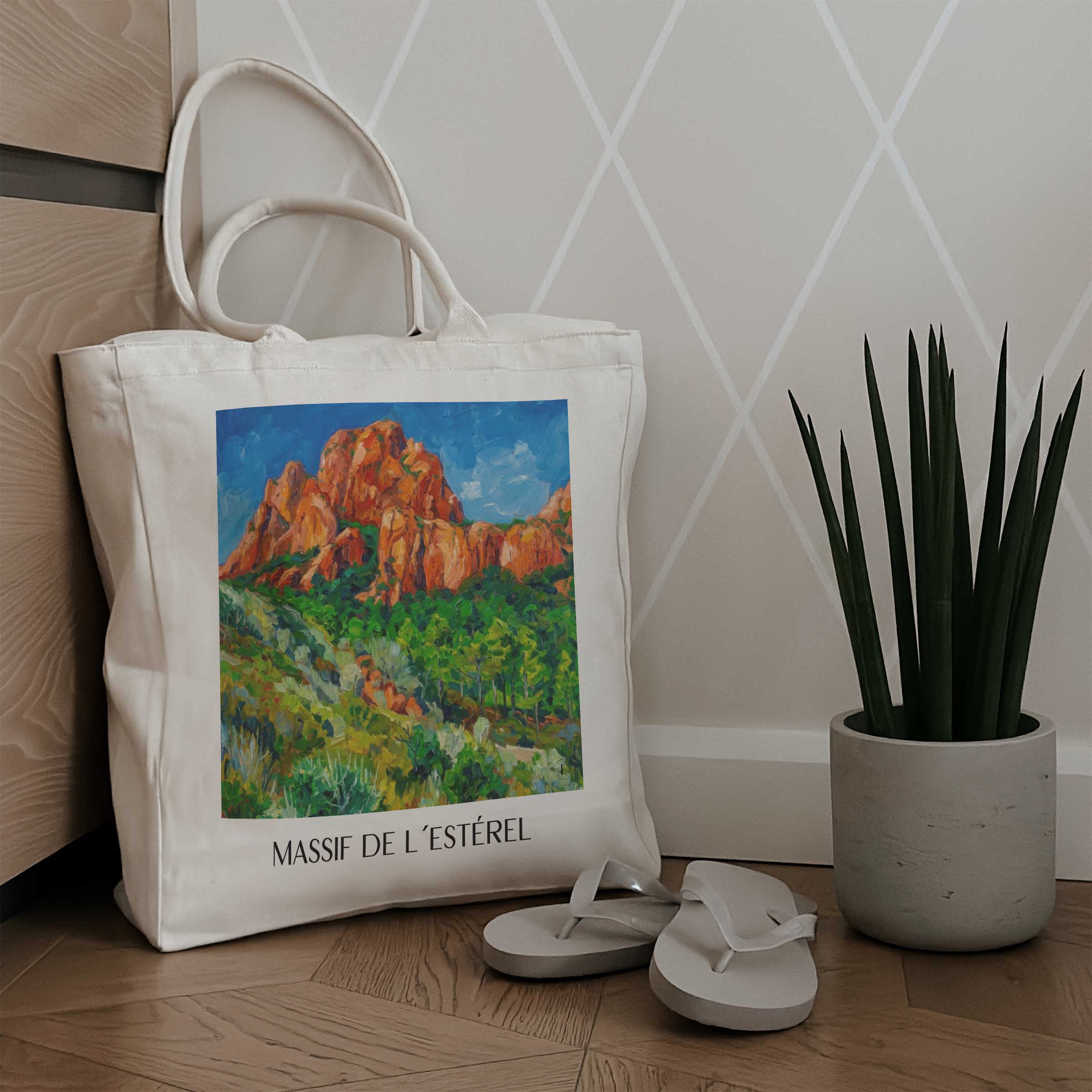 massif-de-l´estérel-côte-d´azur-frankreich-einkaufstasche-oil-painting-oelgemaelde