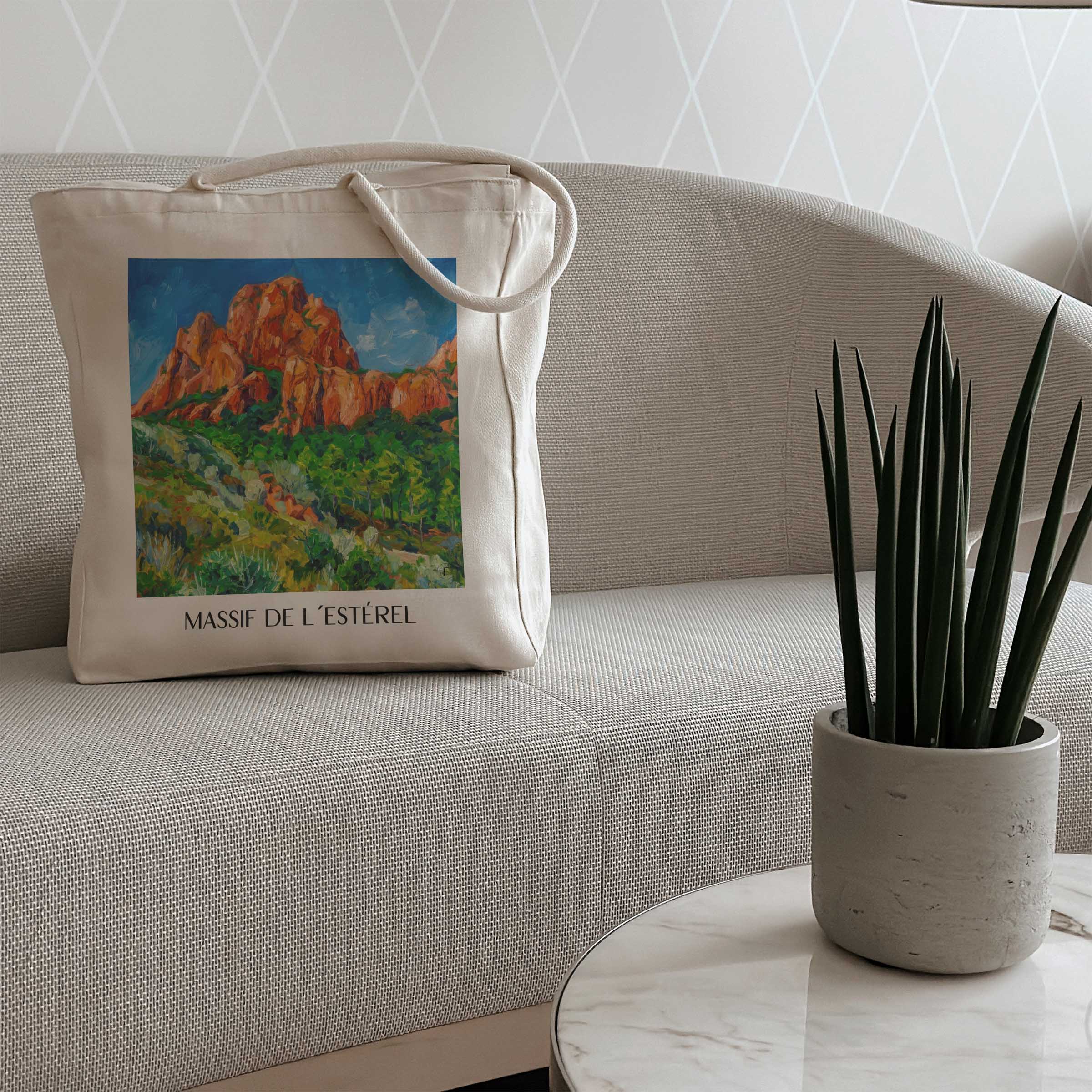 massif-de-l´estérel-côte-d´azur-frankreich-einkaufstasche-oil-painting-oelgemaelde