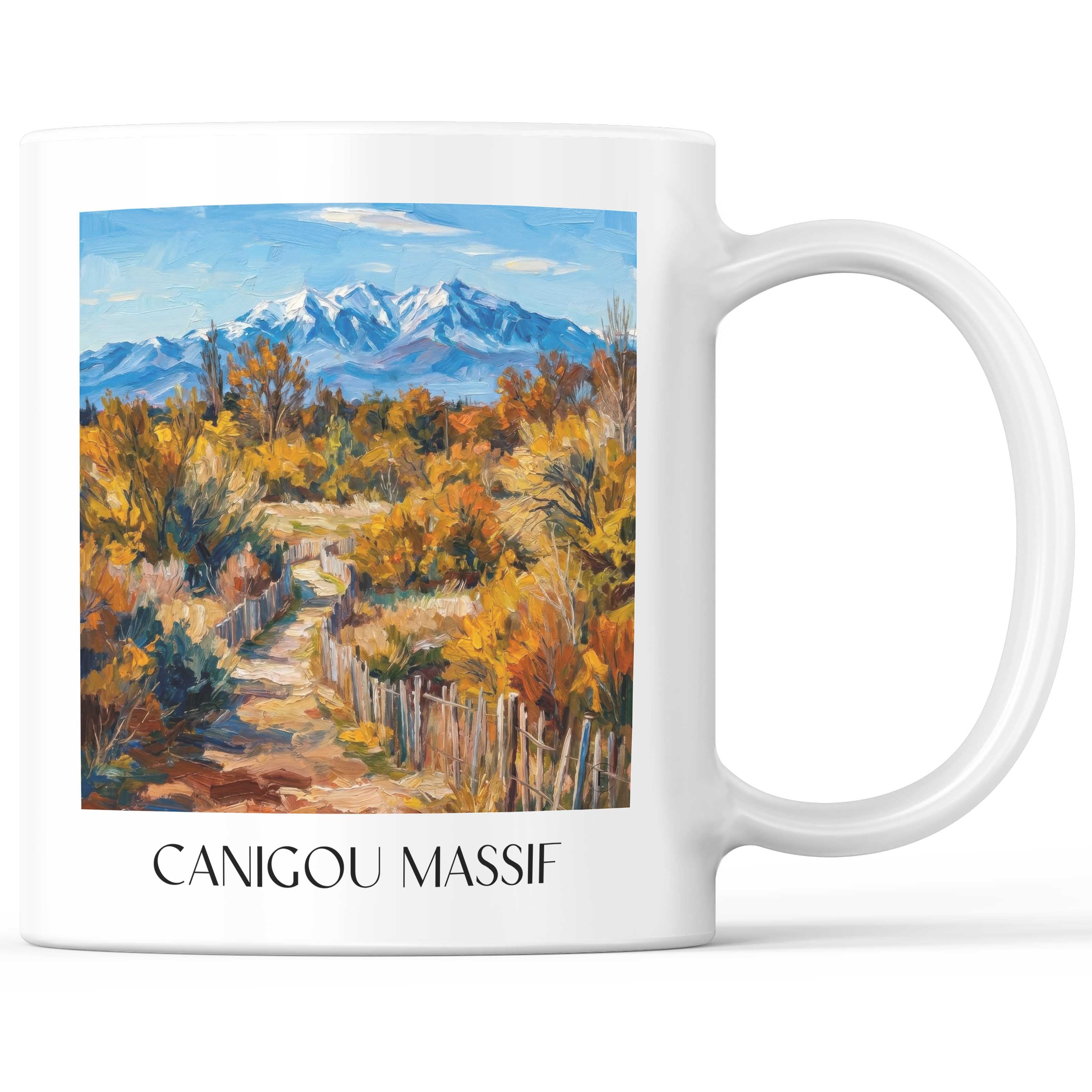 Massif du Canigou Kaffeebecher - Okzitanien - Frankreich Becher - Kaffeetasse im Ölgemälde Stil - favplace