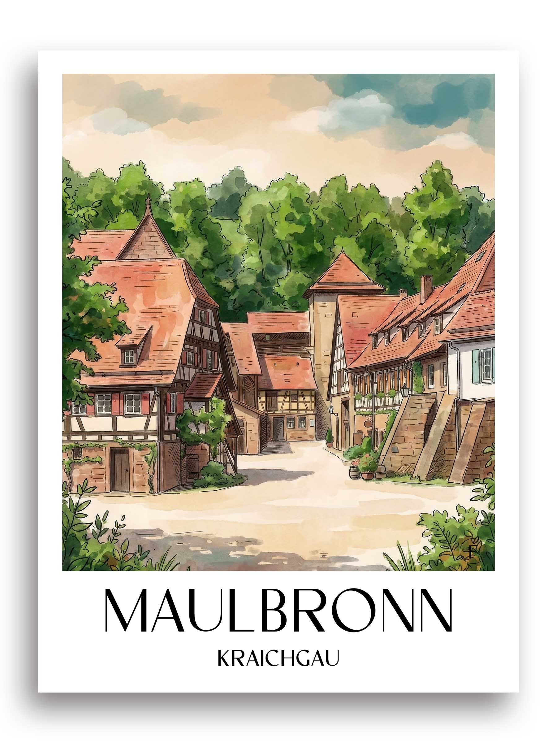 maulbronn-kraichgau-deutschland-poster-aquarell