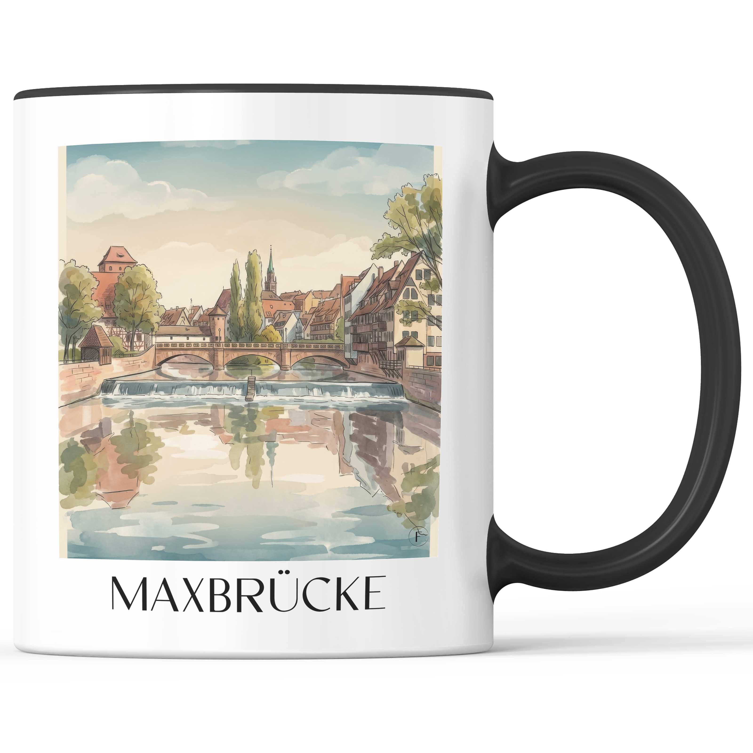 maxbrücke-nürnberg-deutschland-kaffeebecher-aquarell