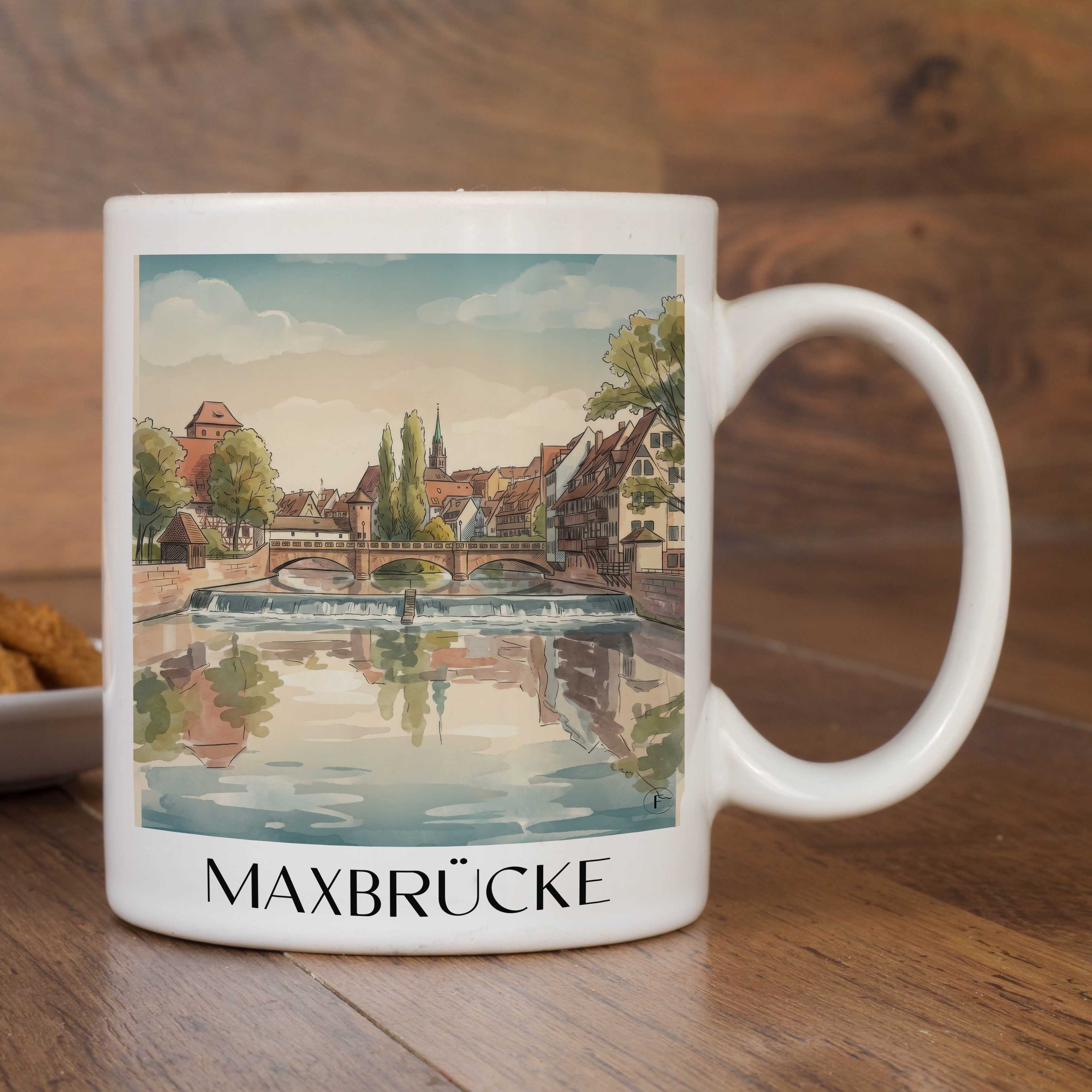maxbrücke-nürnberg-deutschland-kaffeebecher-aquarell