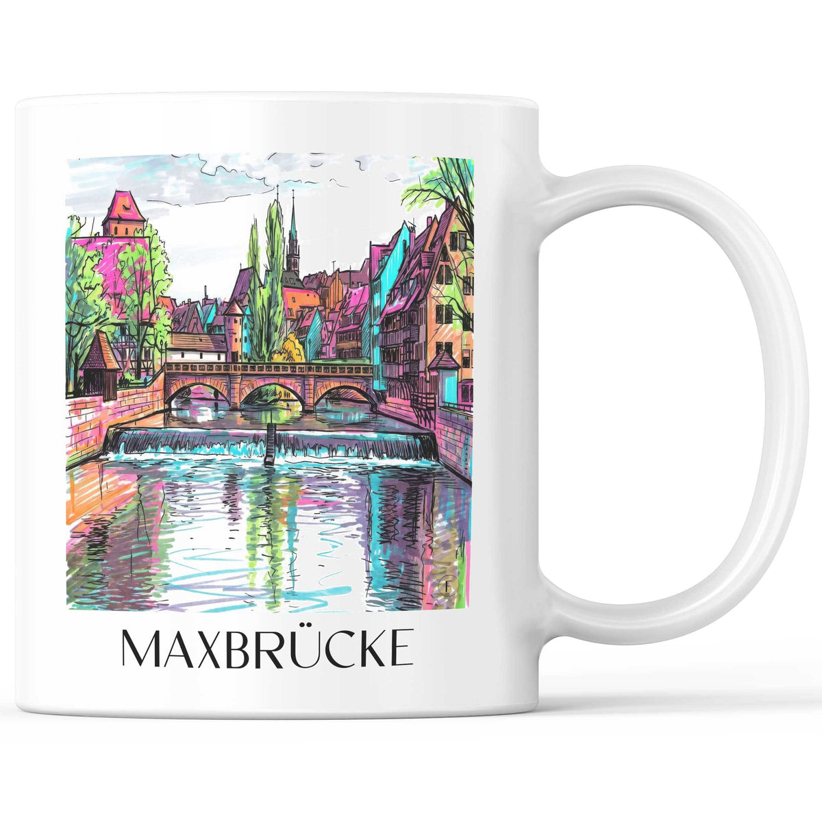 Maxbrücke Kaffeebecher - Nürnberg - Deutschland Becher - Kaffeetasse im Tag Graffiti Stil - favplace