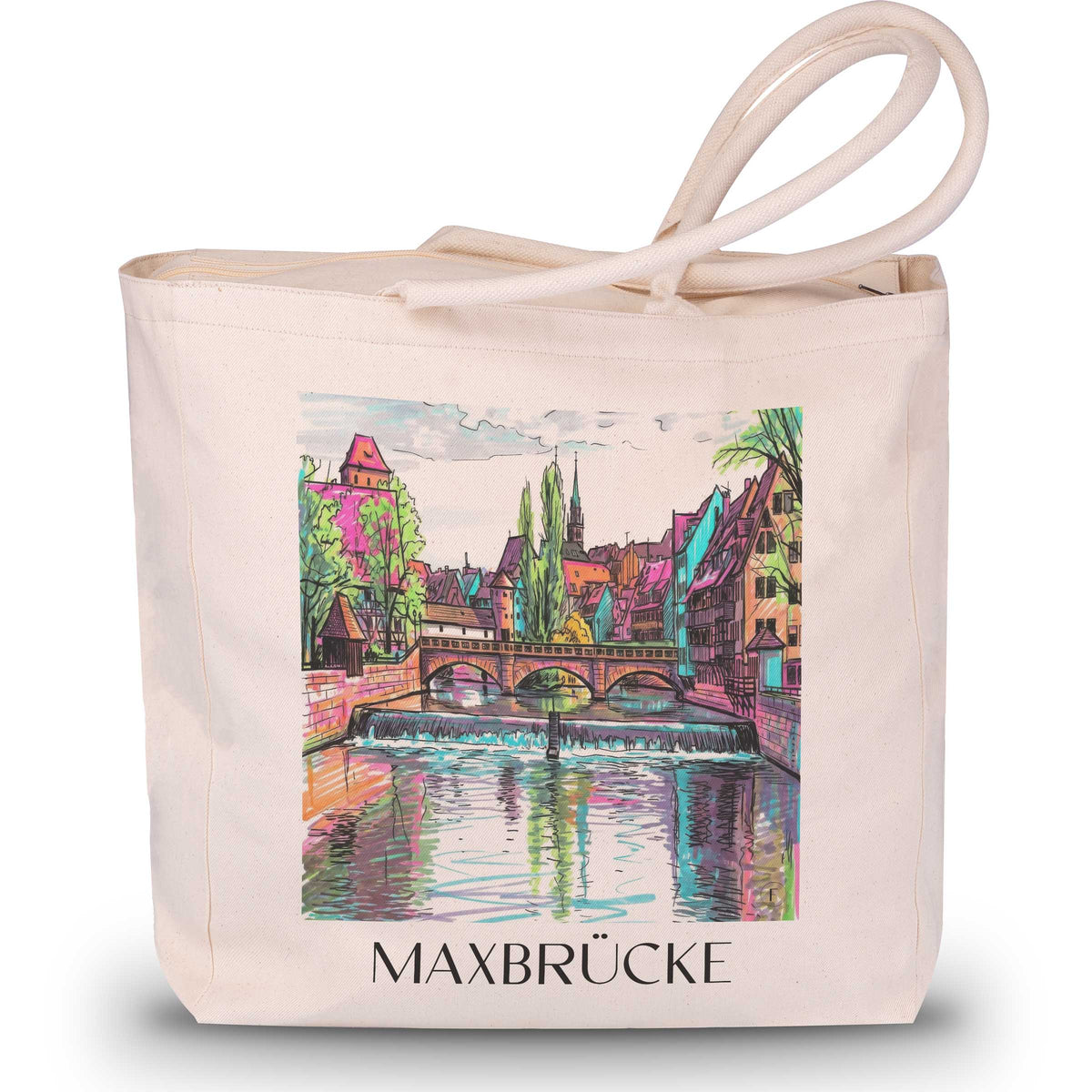 Maxbrücke Shopping Tasche - Nürnberg - Deutschland Tote Bag - Einkaufstasche im Tag Graffiti Stil - favplace