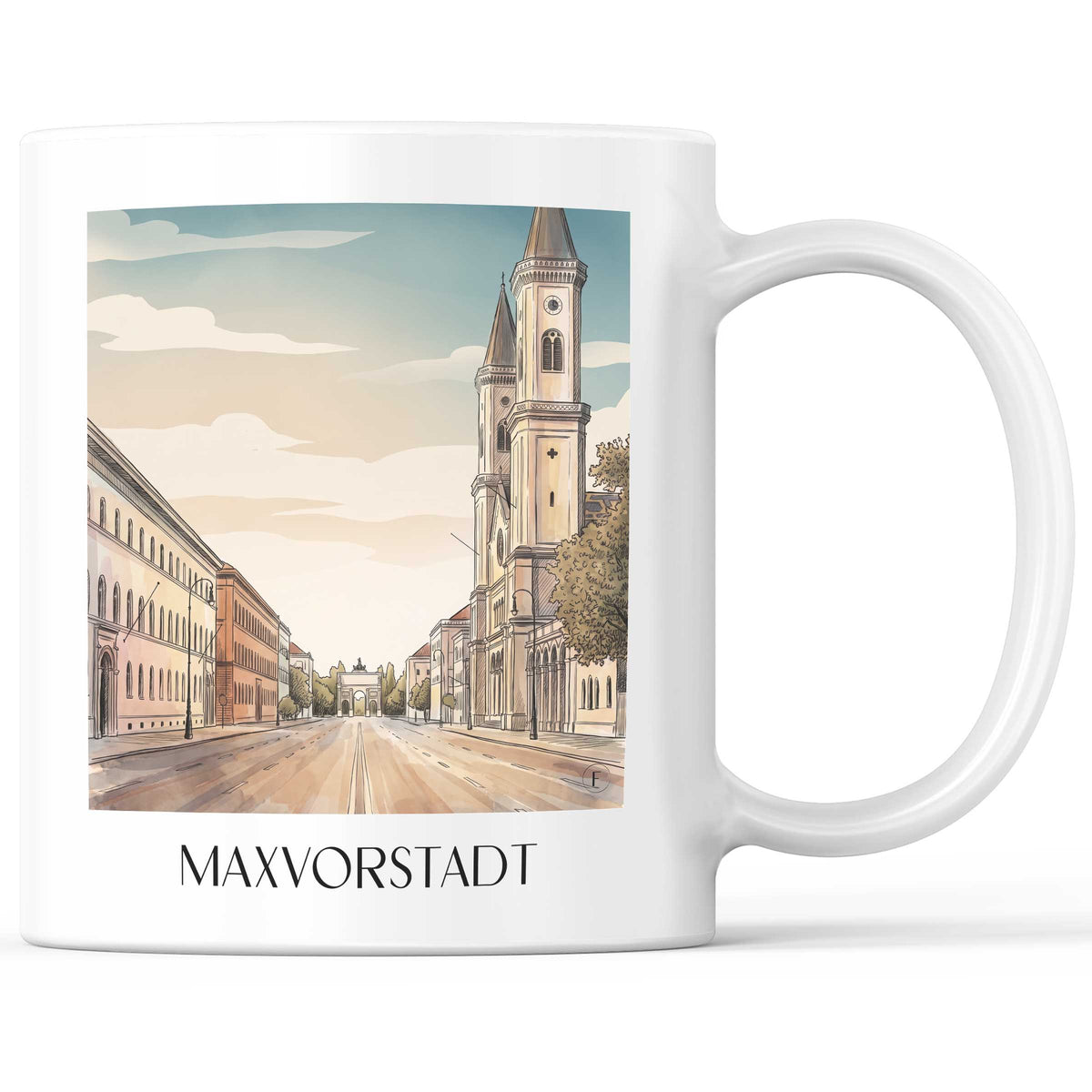 Maxvorstadt Kaffeebecher - München - Deutschland Becher - Kaffeetasse im Aquarell Stil - favplace
