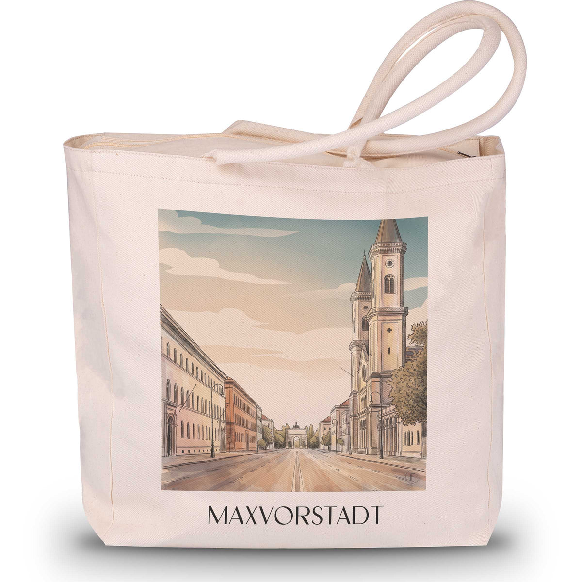 Maxvorstadt Shopping Tasche - München - Deutschland Tote Bag - Einkaufstasche im Aquarell Stil - favplace