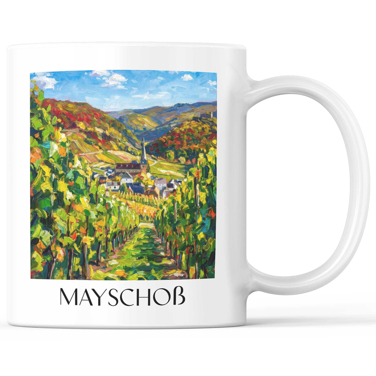 Mayschoß Kaffeebecher - Ahrtal - Deutschland Becher - Kaffeetasse im Ölgemälde Stil - favplace