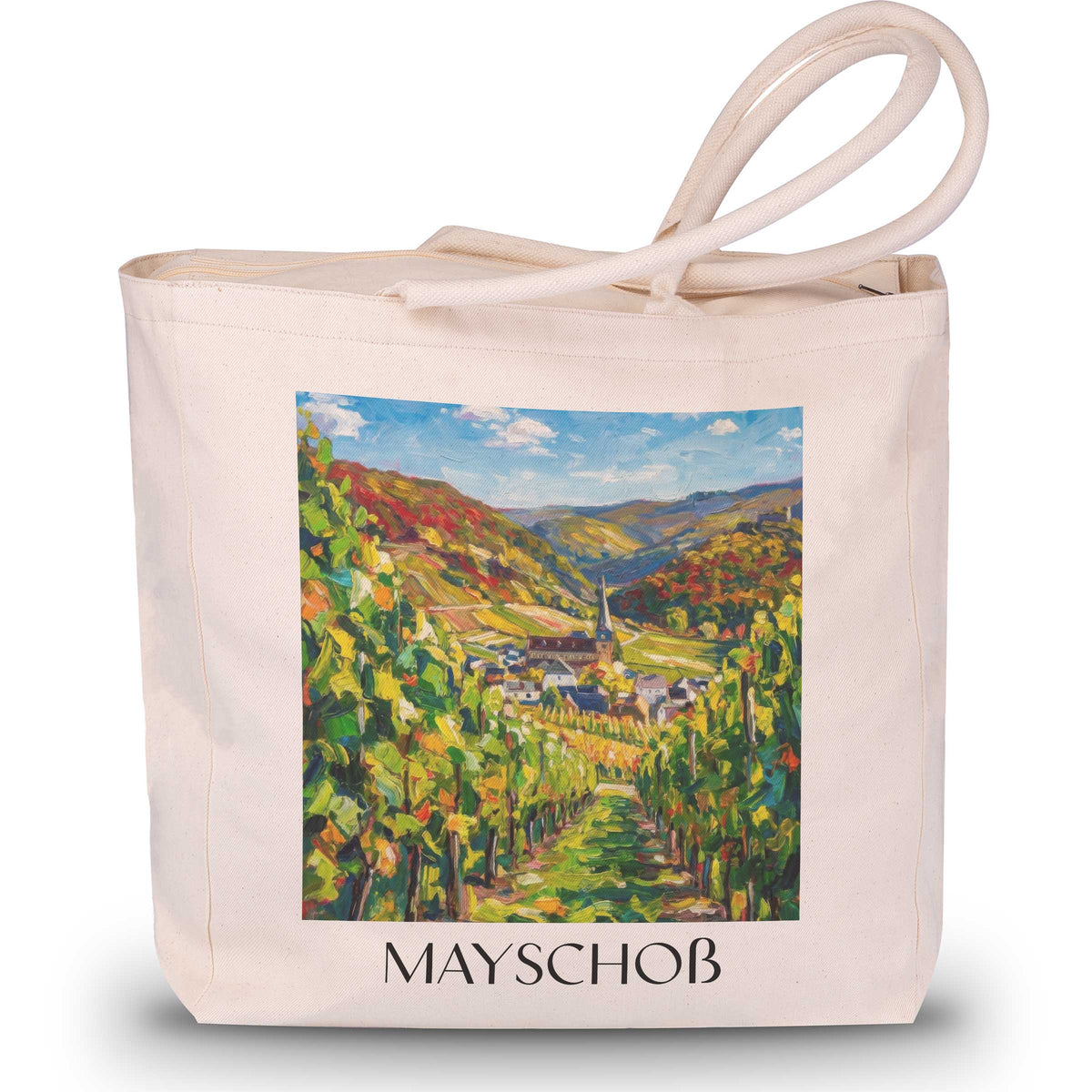 Mayschoß Shopping Tasche - Ahrtal - Deutschland Tote Bag - Einkaufstasche im Ölgemälde Stil - favplace