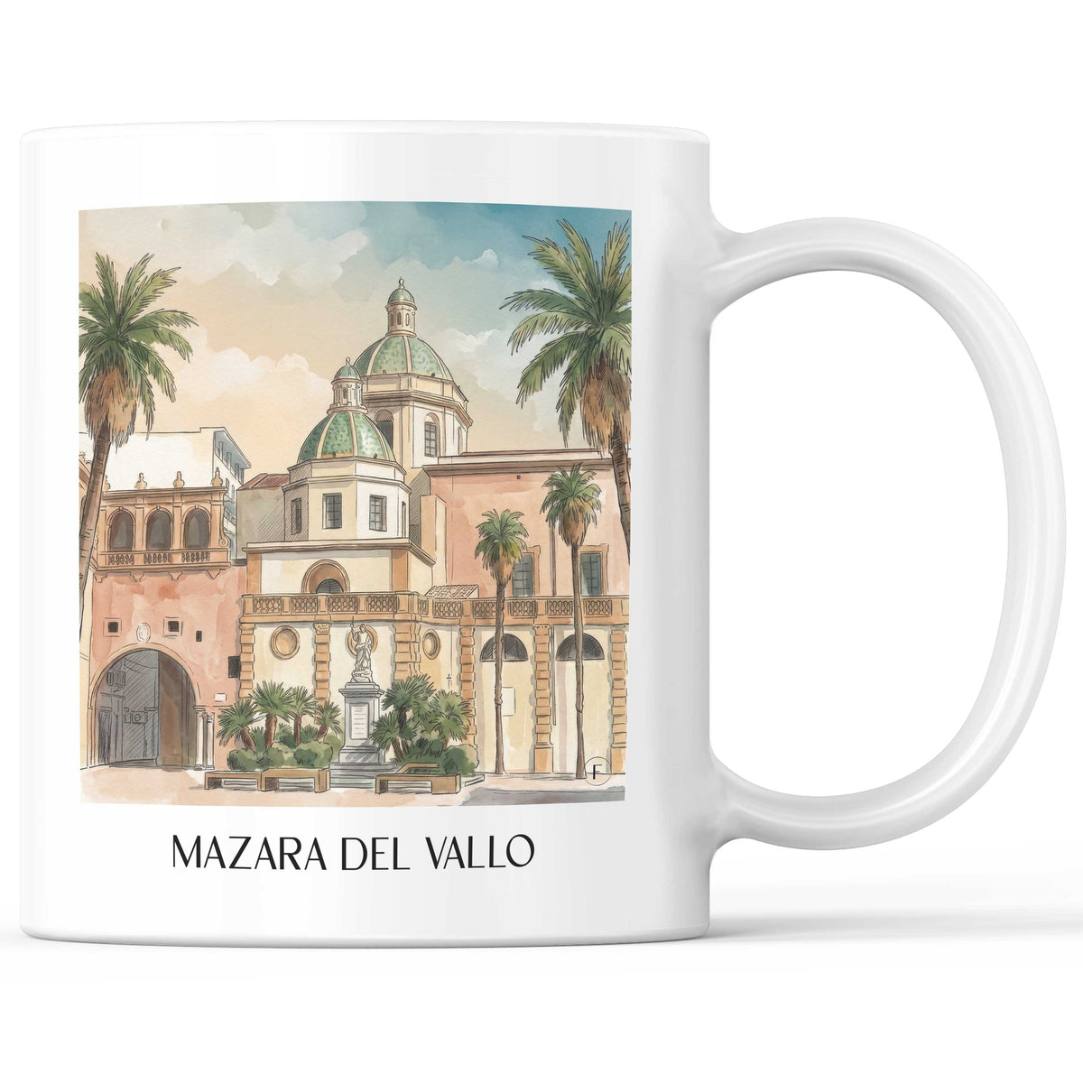 Mazara del Vallo Kaffeebecher - Sizilien - Italien Becher - Kaffeetasse im Aquarell Stil - favplace