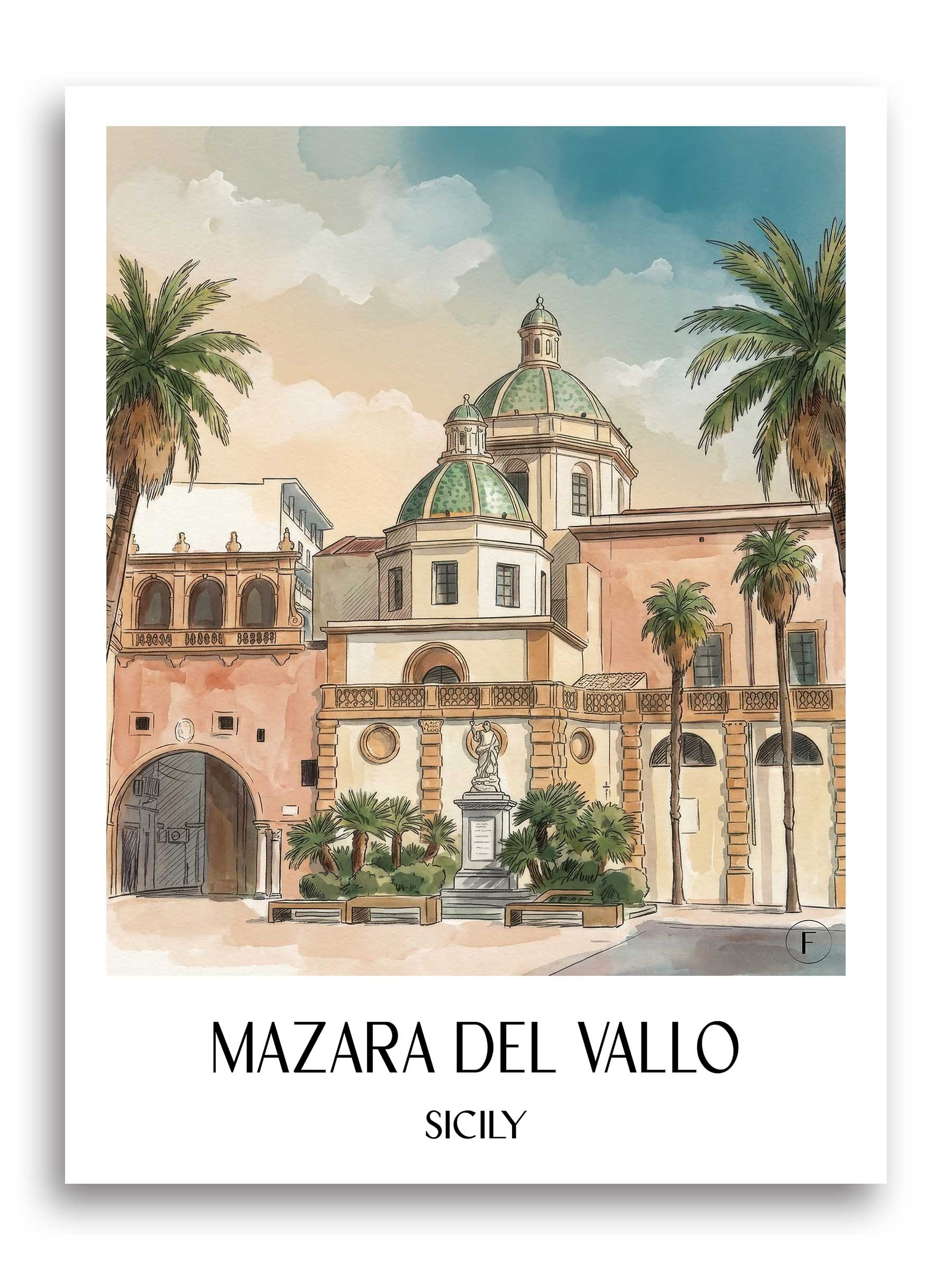 Mazara del Vallo Poster - Sizilien - Italien Kunstdruck - Aquarell von A4 bis A1 - favplace