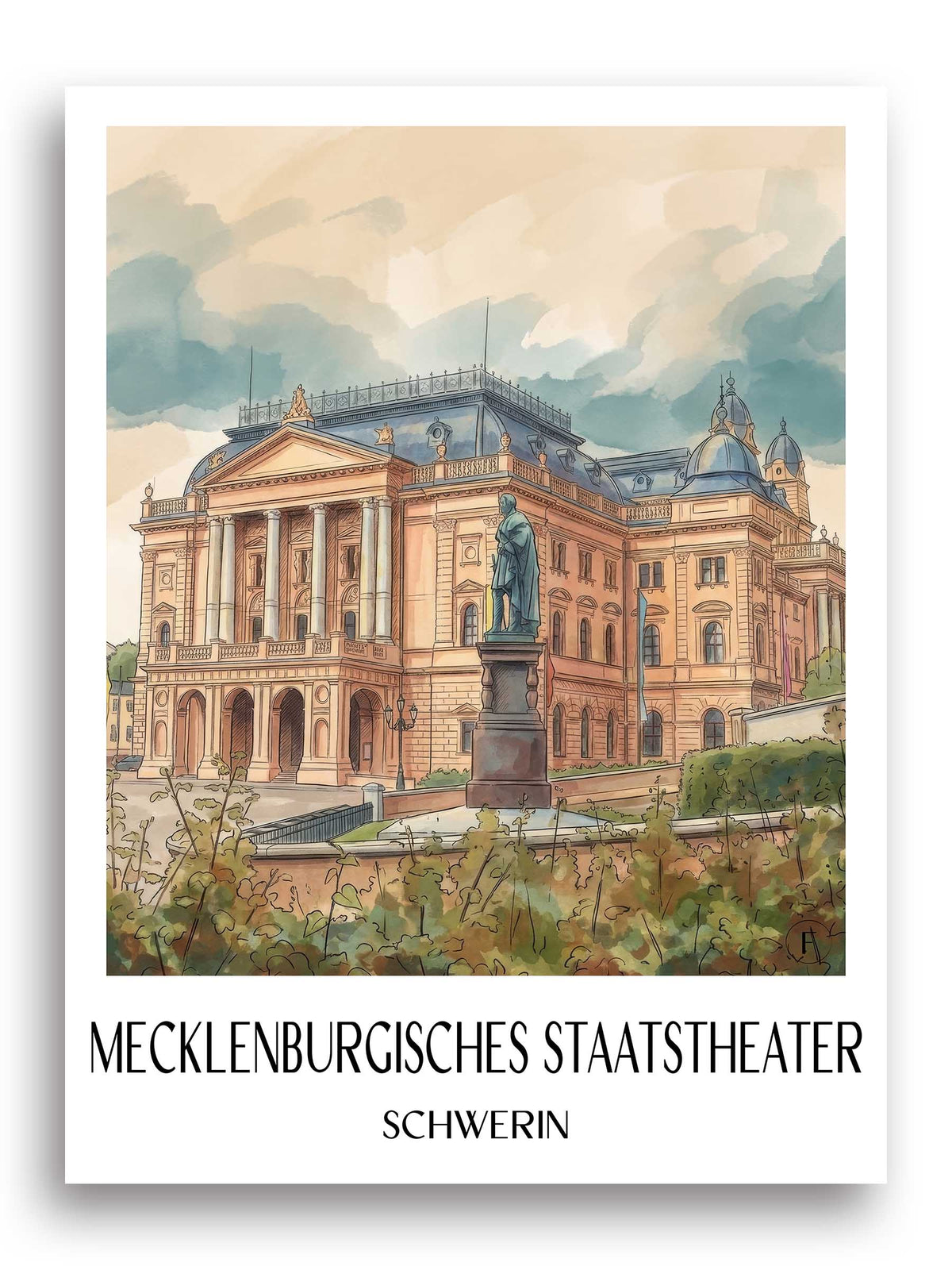 mecklenburgisches-staatstheater-schwerin-deutschland-poster-aquarell