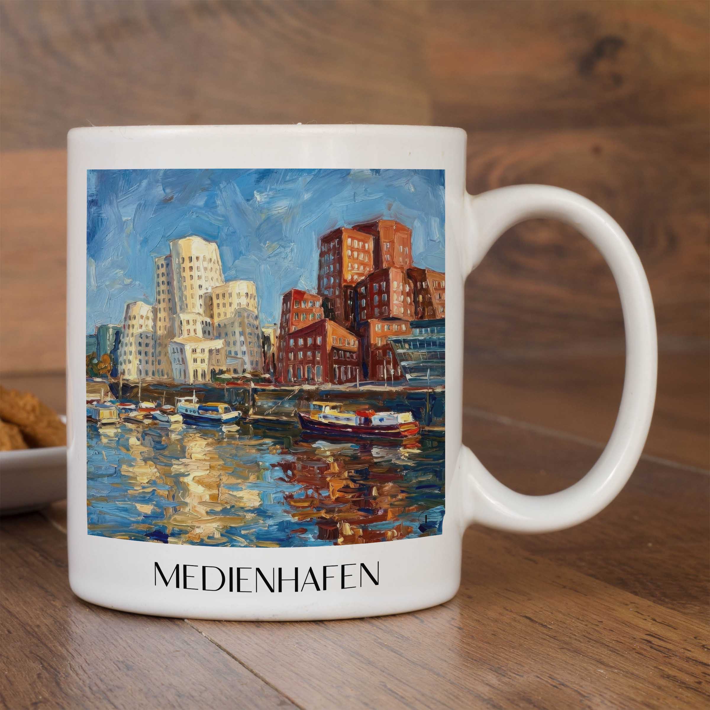 medienhafen-düsseldorf-deutschland-kaffeebecher-oil-painting-oelgemaelde