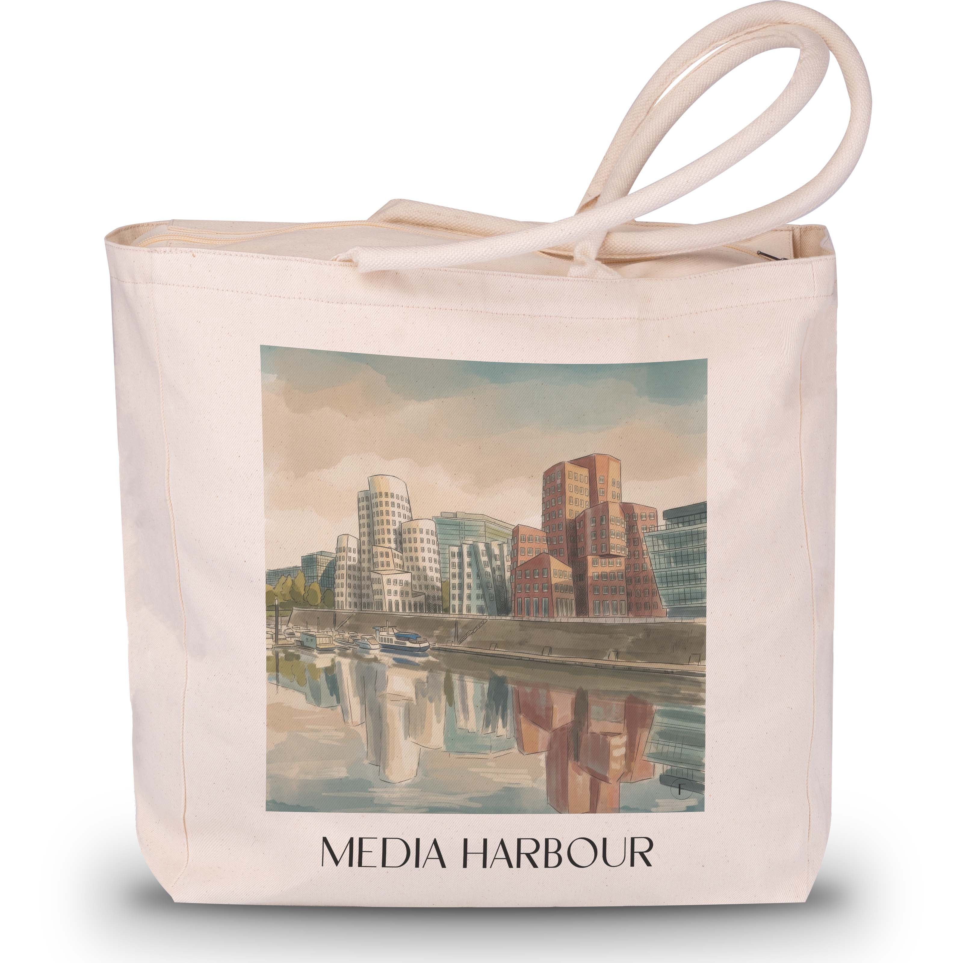 Medienhafen Shopping Tasche - Düsseldorf - Deutschland Tote Bag - Einkaufstasche im Aquarell Stil - favplace