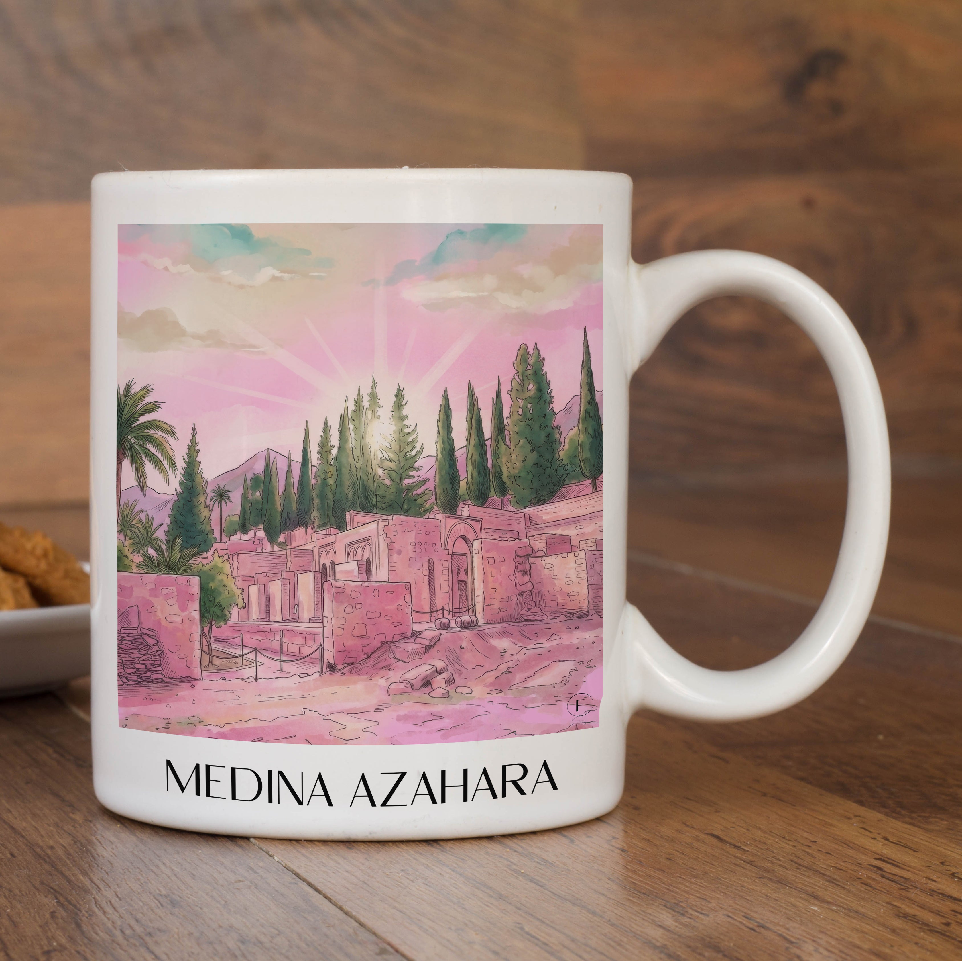 medina-azahara-córdoba-spanien-kaffeebecher-aquarell-pink-rosa