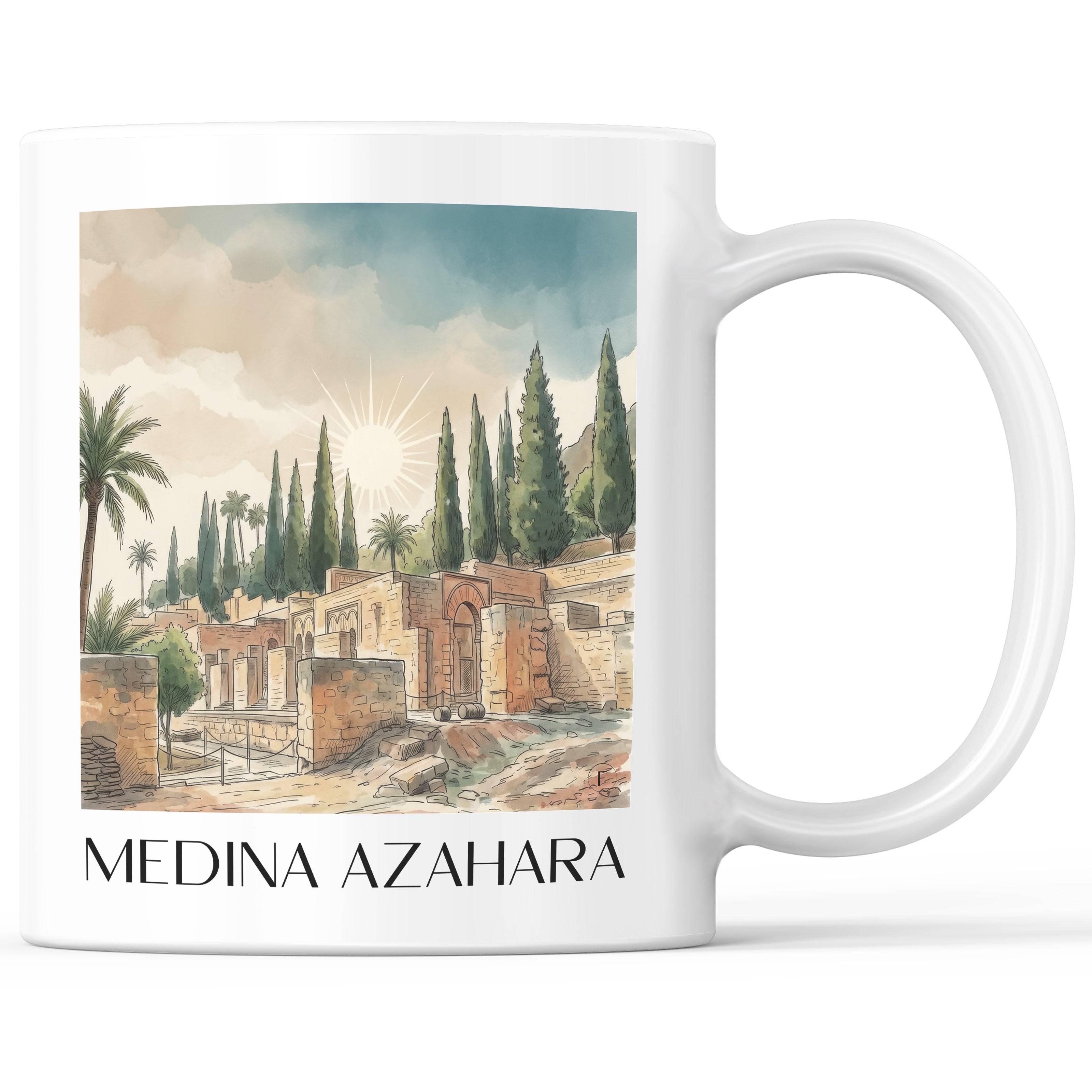 Medina Azahara Kaffeebecher - Córdoba - Spanien Becher - Kaffeetasse im Aquarell Stil - favplace