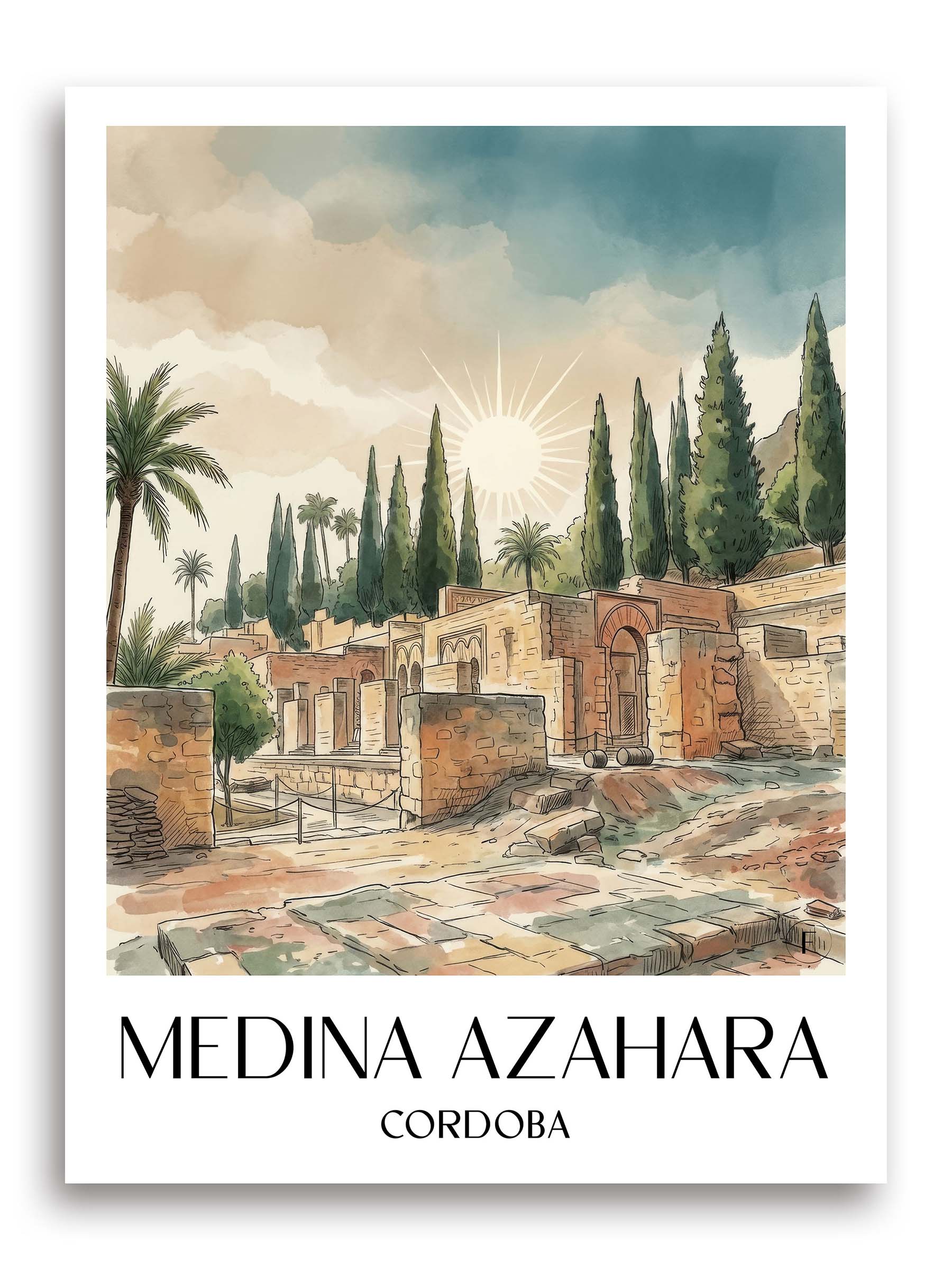 Medina Azahara Poster - Córdoba - Spanien Kunstdruck - Aquarell von A4 bis A1 - favplace