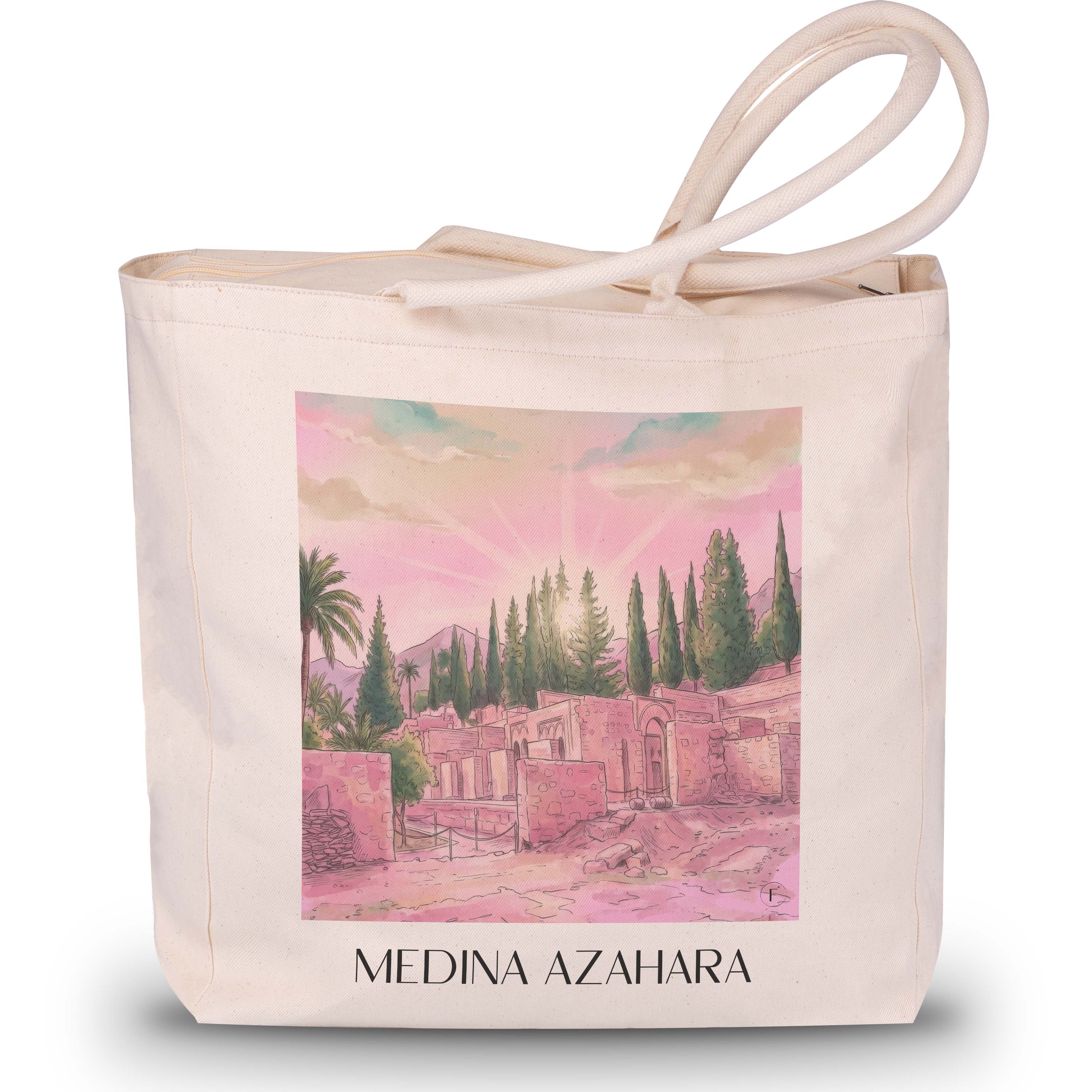medina-azahara-córdoba-spanien-einkaufstasche-aquarell-pink-rosa