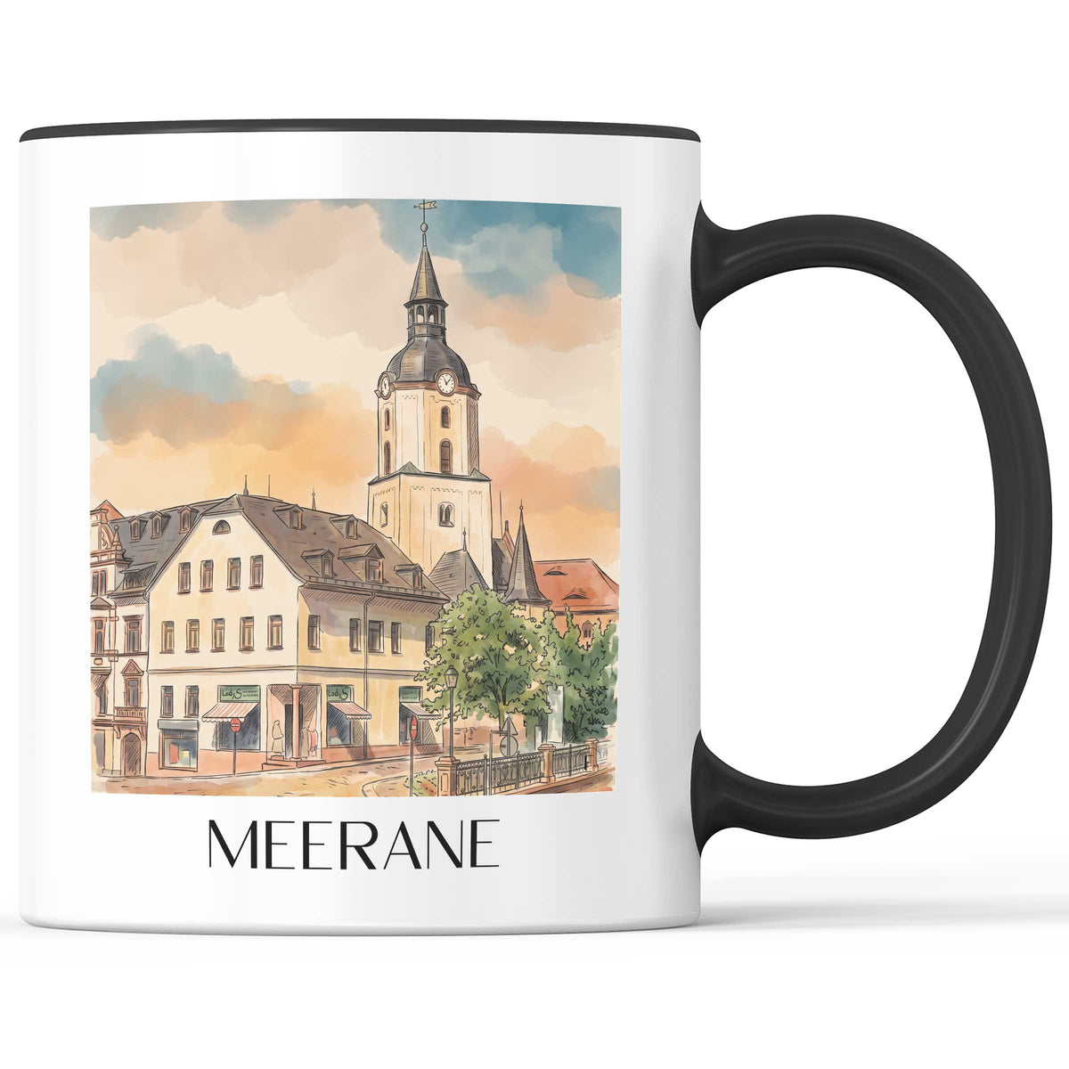 Meerane Kaffeebecher - Sachsen - Deutschland Becher - Kaffeetasse im Aquarell Stil - favplace