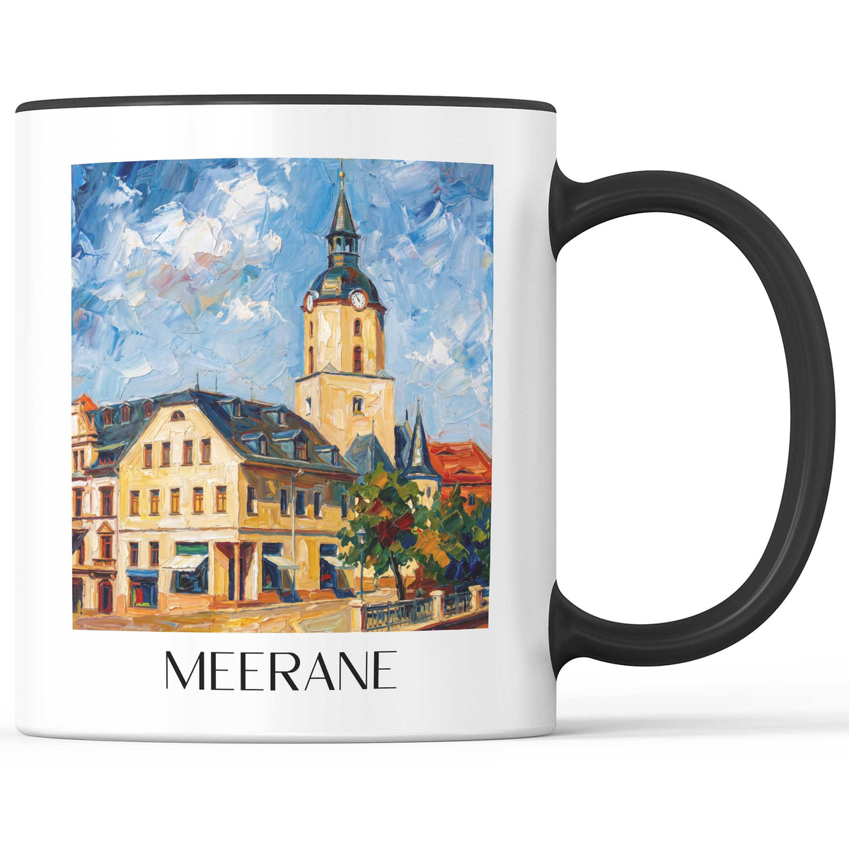Meerane Kaffeebecher - Sachsen - Deutschland Becher - Kaffeetasse im Ölgemälde Stil - favplace