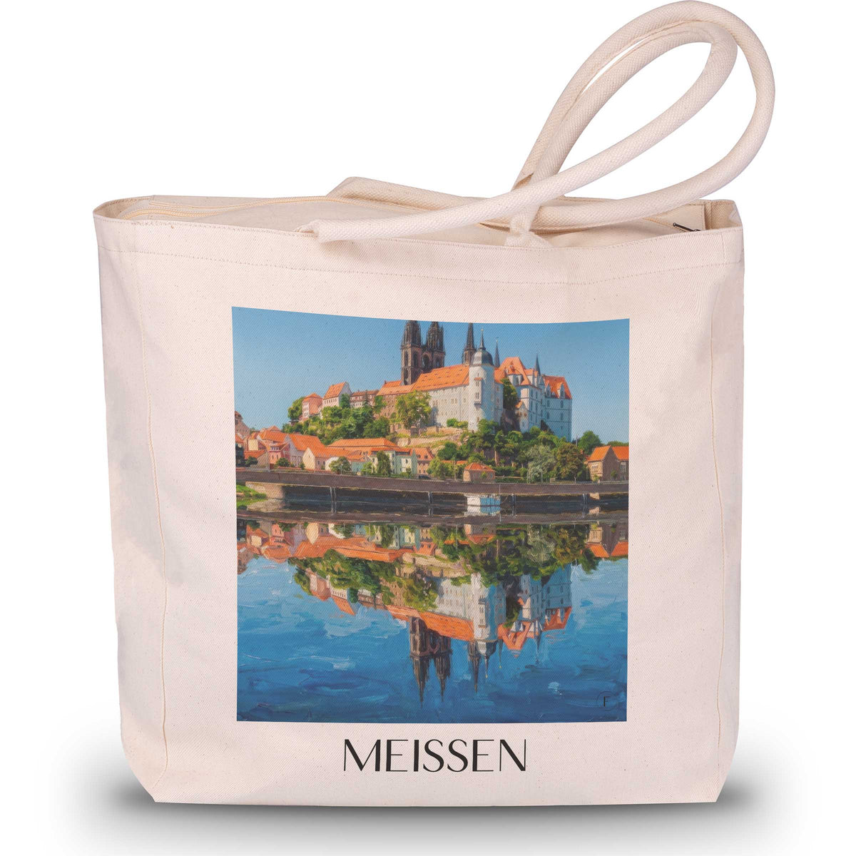 Meißen Shopping Tasche - Elbtal - Deutschland Tote Bag - Einkaufstasche im Ölgemälde Stil - favplace