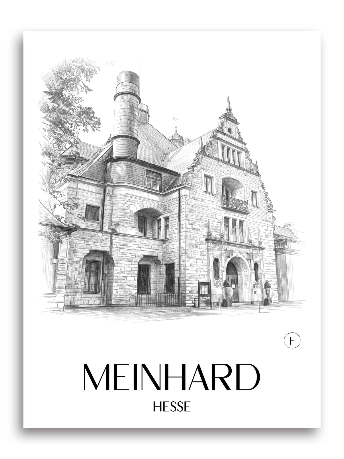 Meinhard Poster - Hessen - Deutschland Kunstdruck - Zeichnung von A4 bis A1 - favplace