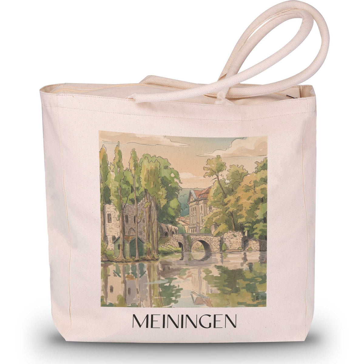 Meiningen Shopping Tasche - Werratal - Deutschland Tote Bag - Einkaufstasche im Aquarell Stil - favplace