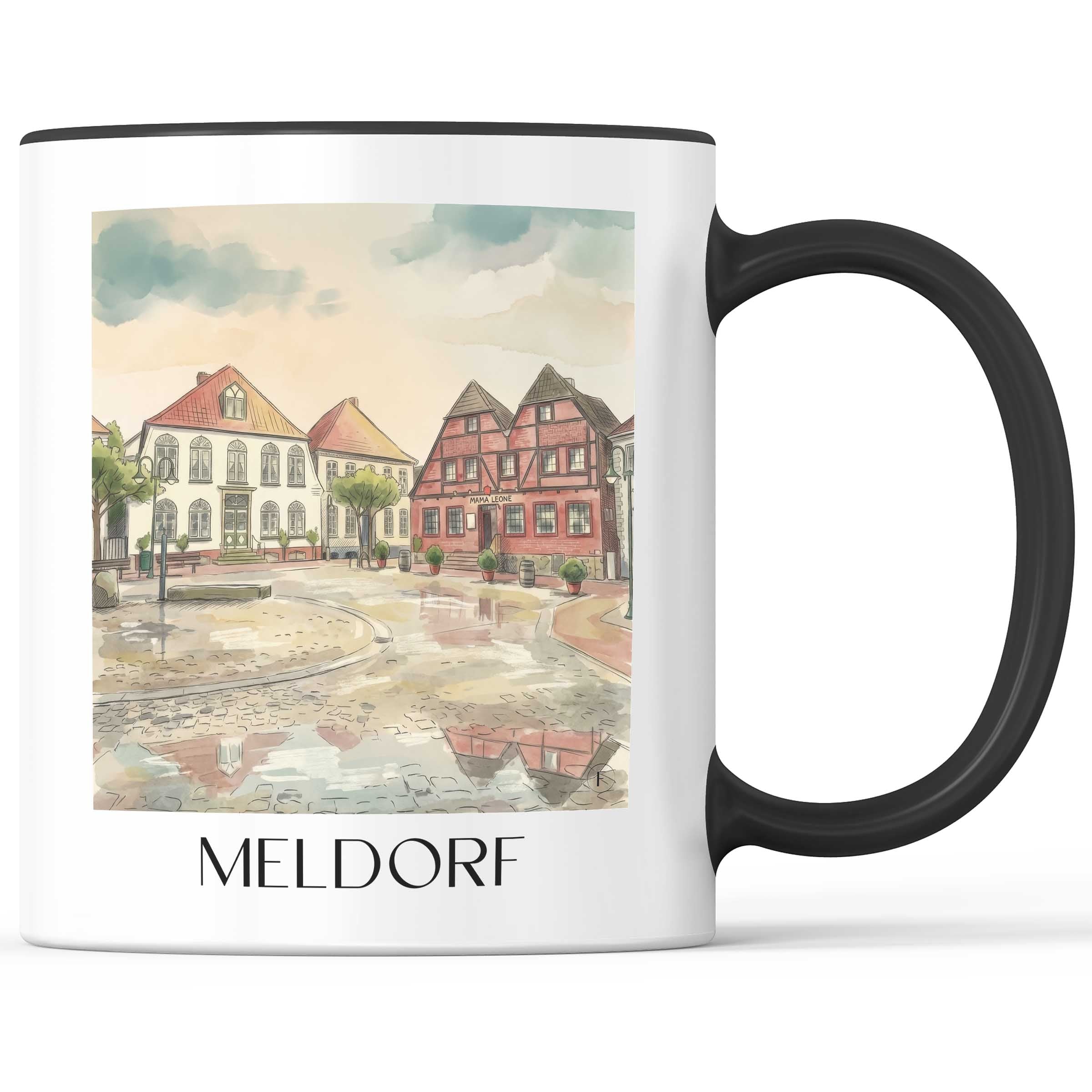 Meldorf Kaffeebecher - Schleswig-Holstein - Deutschland Becher - Kaffeetasse im Aquarell Stil - favplace