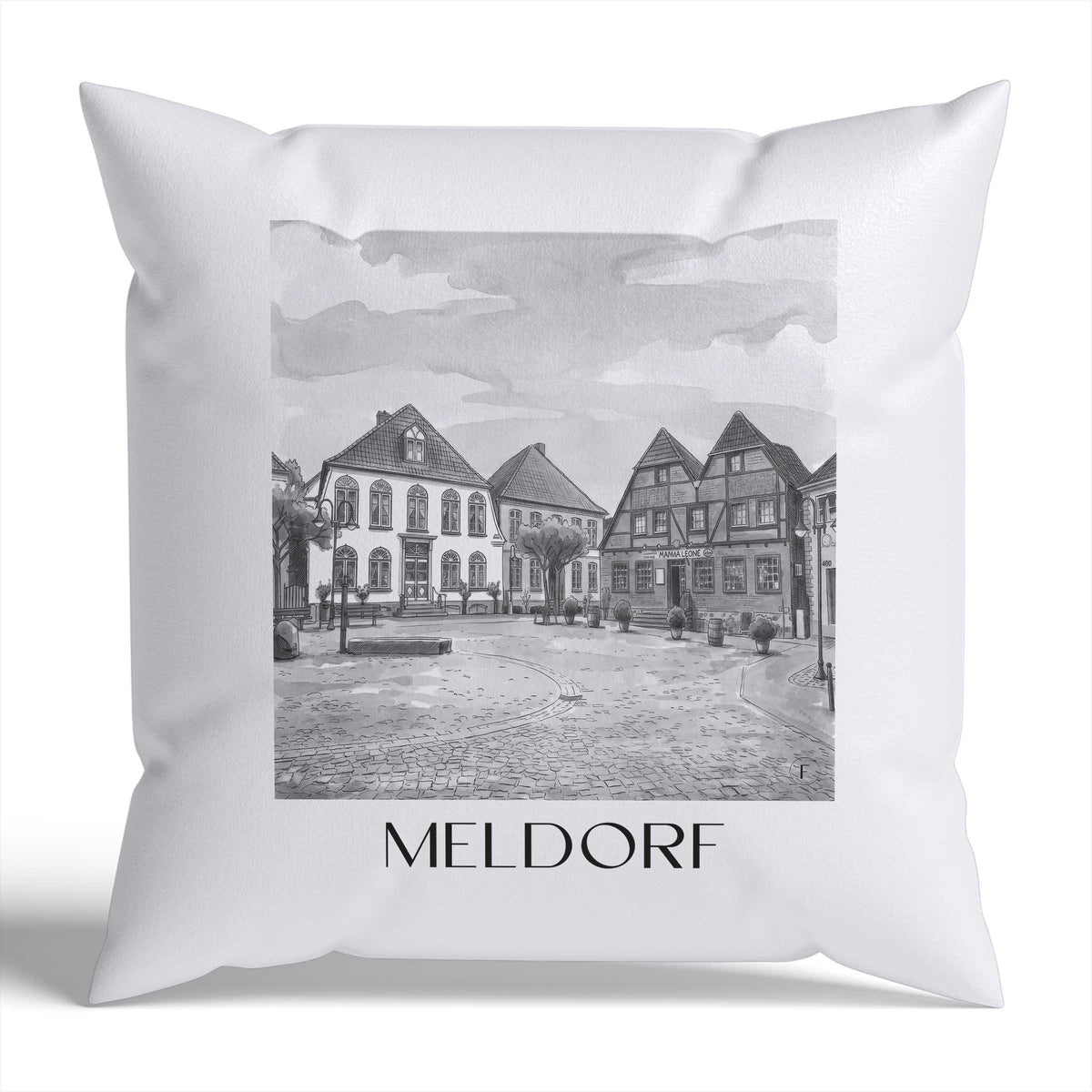 meldorf-schleswig-holstein-deutschland-kissenbezug-aquarell-schwarz-weiss