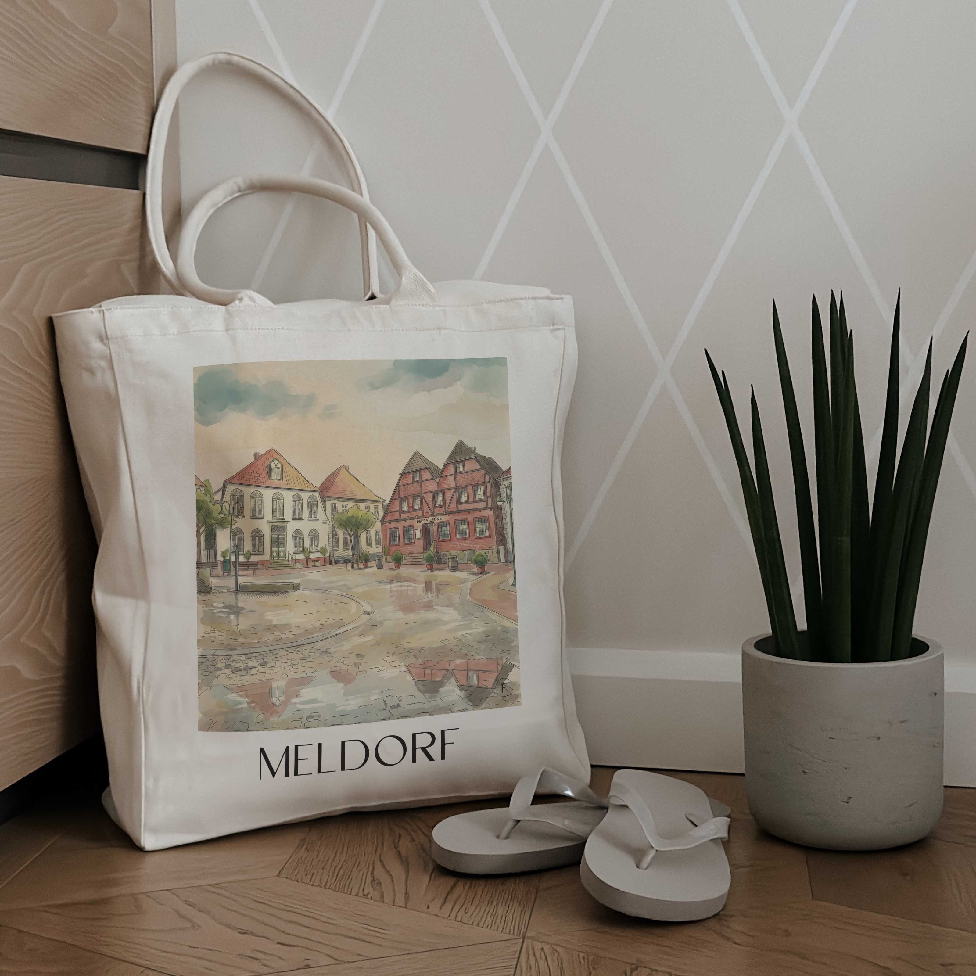 meldorf-schleswig-holstein-deutschland-einkaufstasche-aquarell