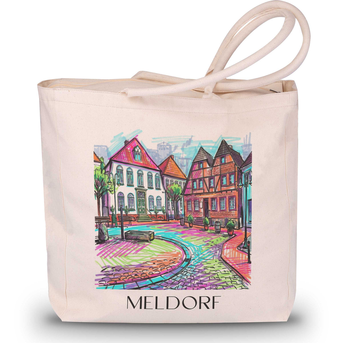 Meldorf Shopping Tasche - Schleswig-Holstein - Deutschland Tote Bag - Einkaufstasche im Tag Graffiti Stil - favplace